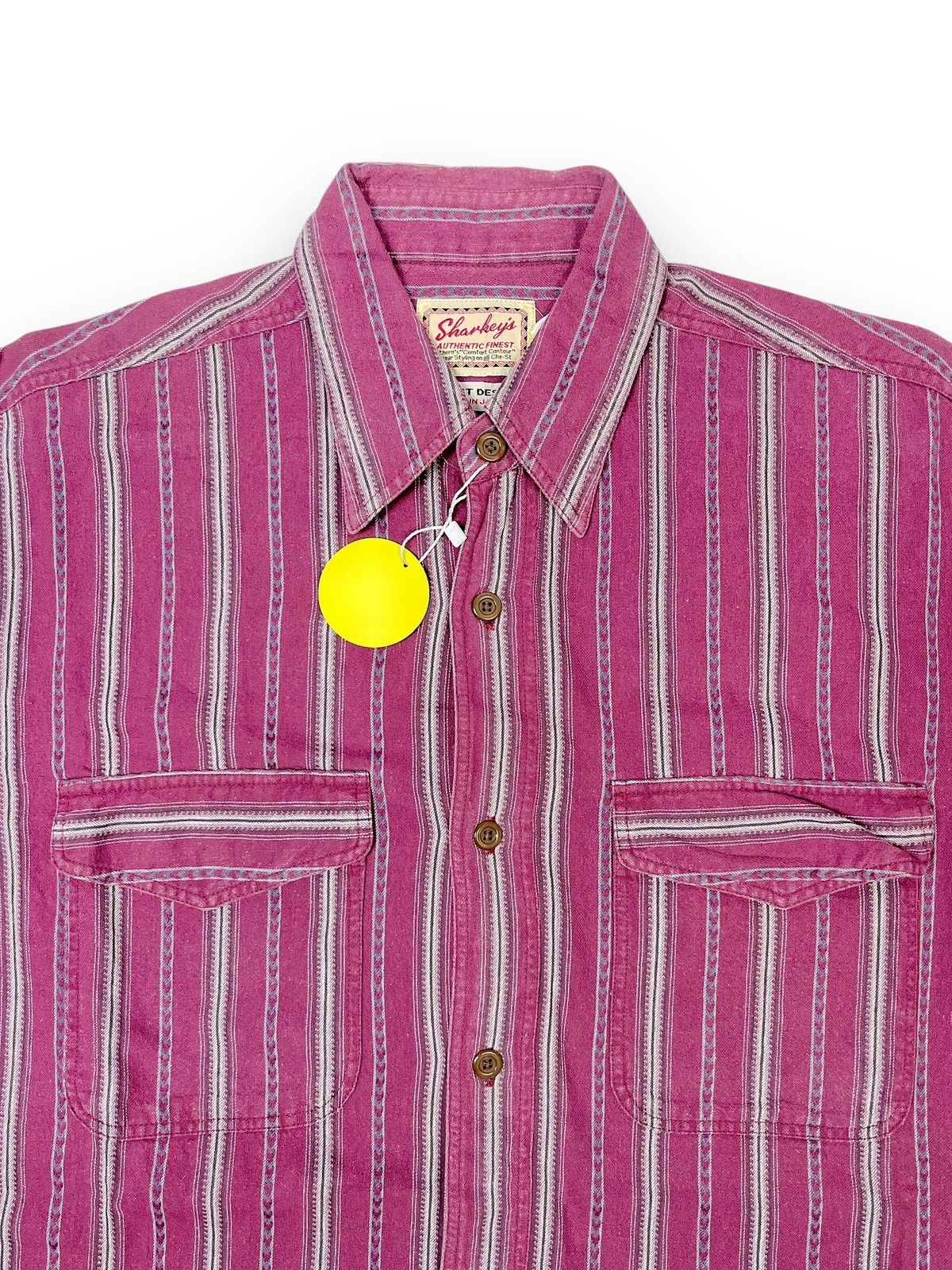Japanese Brand Sharkey’s Japan Double Pocket Pattern Striped Shirt Size US L / EU 52-54 / 3 - 2 Thumbnail