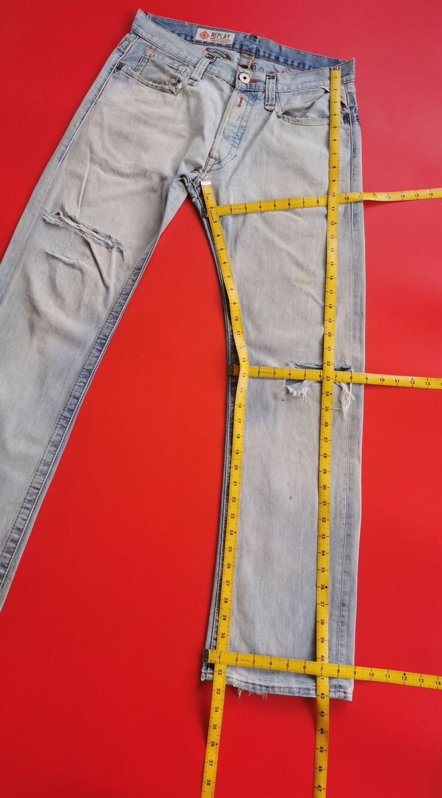 Replay Thrashed Vintage Replay Distressed Embroidery Jeans Size US 32 / EU 48 - 17 Thumbnail
