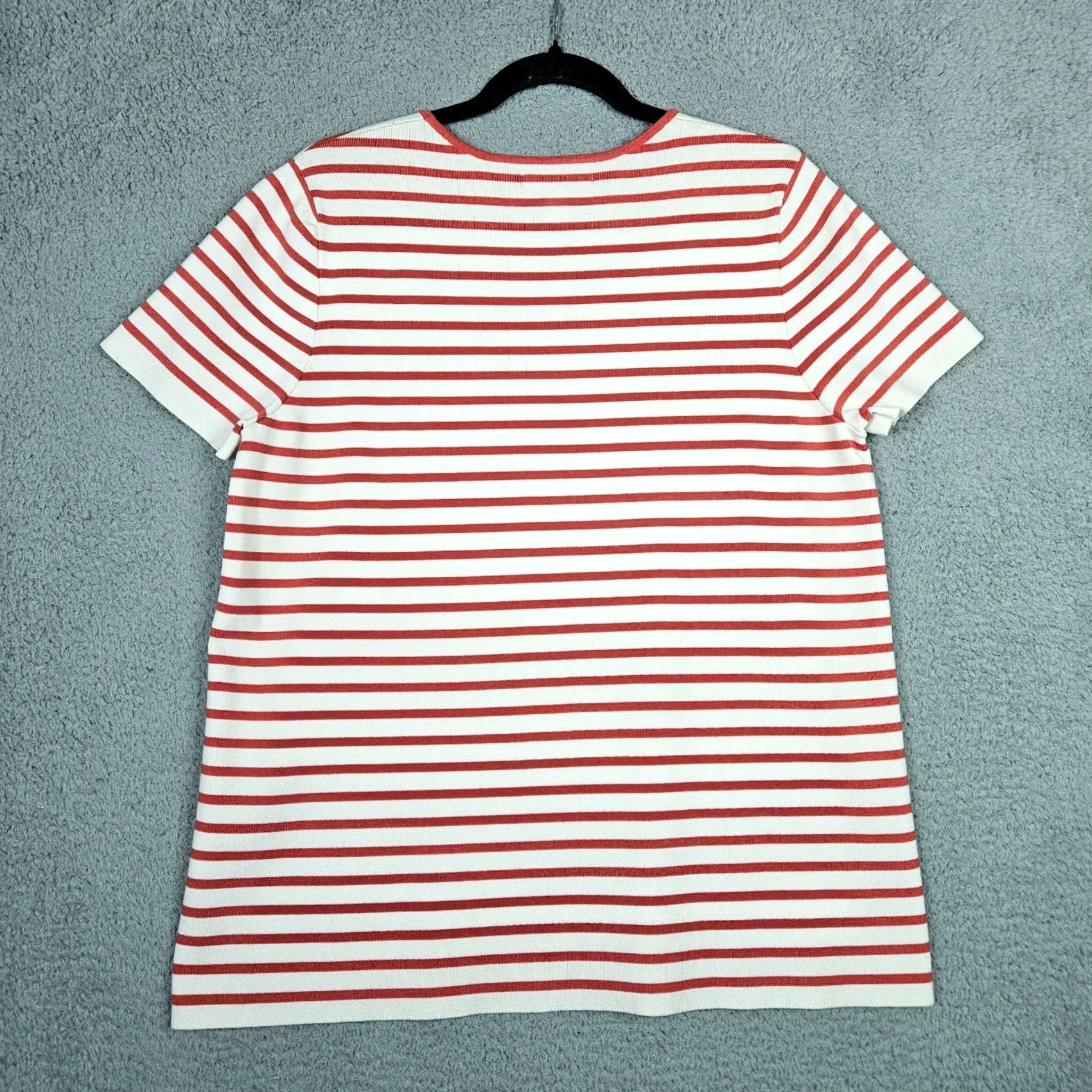 Banana Republic Banana Republic Top Shirt Womens XL Orange White Stripes Short Sleeve Round Neck Casual Knit Top Striped All Seasons 90s? Size XL / US 12-14 / IT 48-50 - 6 Thumbnail