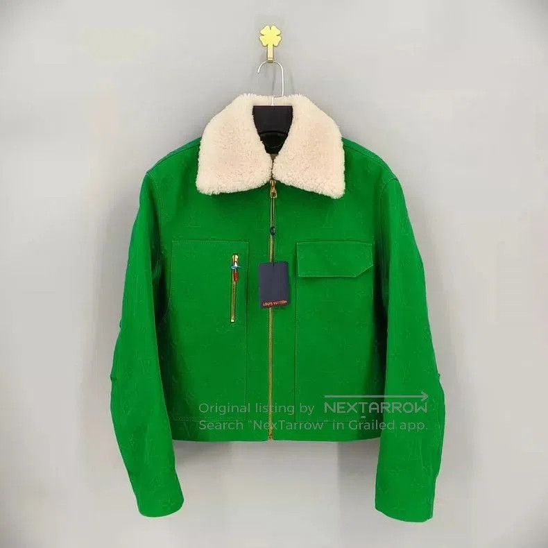 Louis Vuitton Louis Vuitton Green Denim Jacket with Fur Collar - dmc. Size US S / EU 44-46 / 1 - 1 Thumbnail