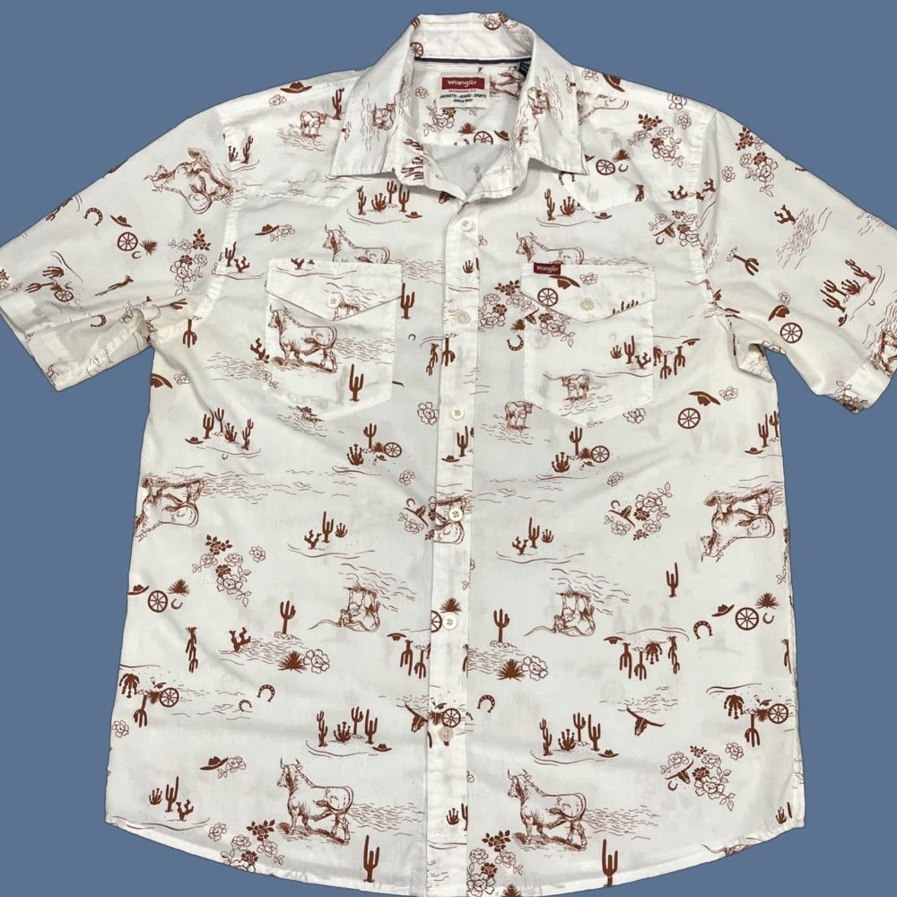 Wrangler Wrangler Shirt Button-Up Short Sleeve M Multicolor Men’s Classic Rustic Tangible? Size US M / EU 48-50 / 2 - 1 Thumbnail