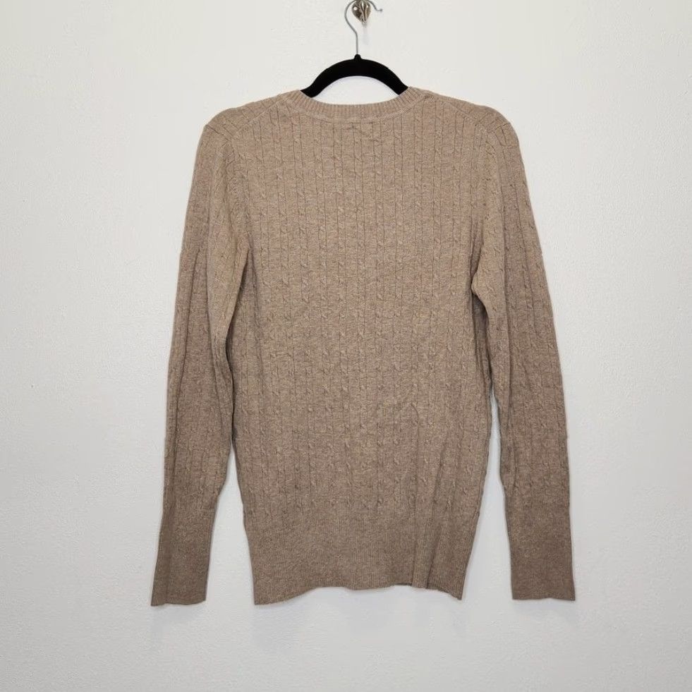 Old Navy VINTAGE y2k Old Navy Sweater V-Neck Large Cable Knit Tan Brown Unisex Adults L Pullover Size L / US 10 / IT 46 - 5 Thumbnail