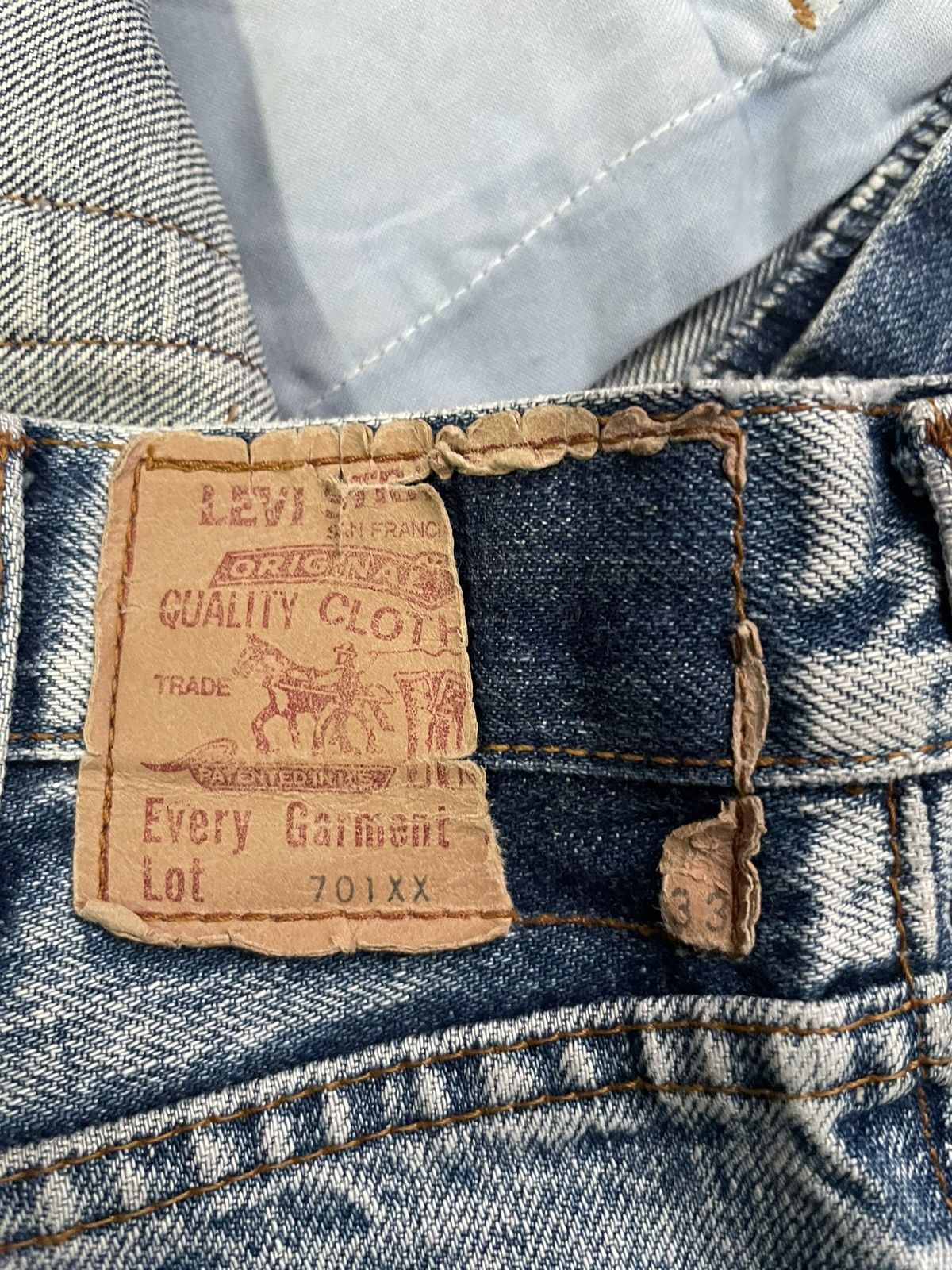 Levi's × Vintage Vintage Levis Lot 701 XX E Selvedge Denim Size US 33 - 17 Thumbnail