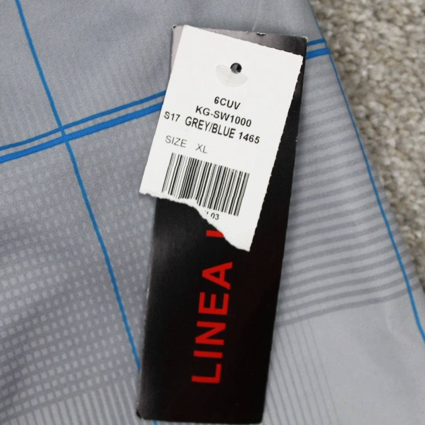 Vintage Linea Uomo Swim Bottom Trunks XL Mens Grey/Blue Lined 100% Polyester Check Pattern 90s NWT Bottom Mens XL Size 46R - 3 Thumbnail