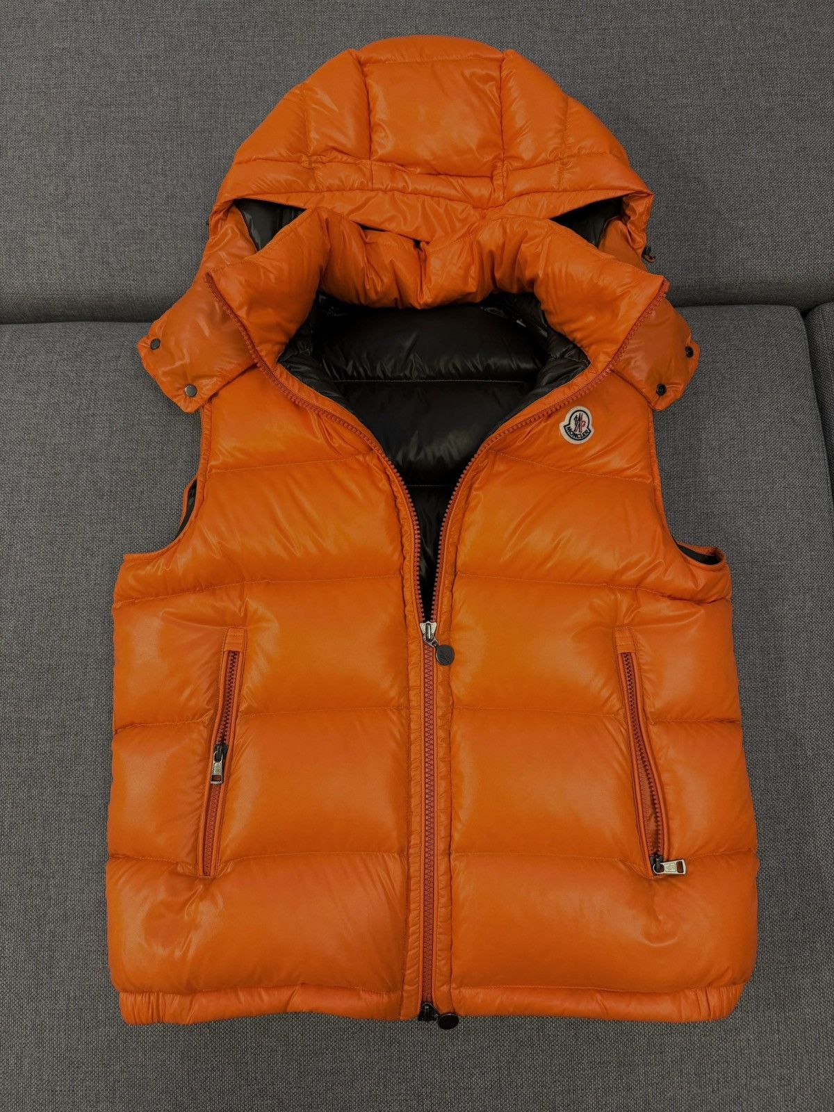 image of Moncler Bormes Down Vest in Bright Orange, Men's (Size XL)