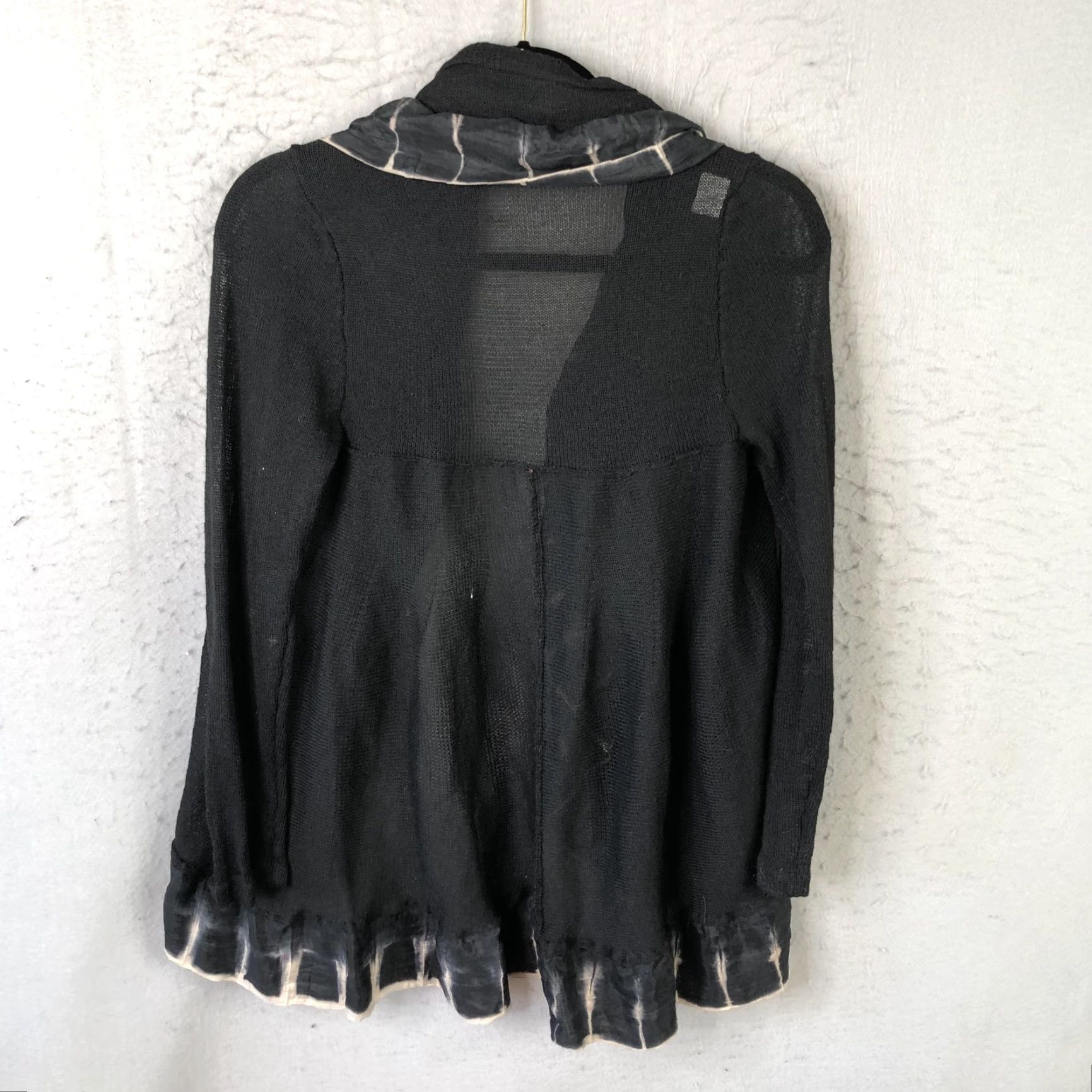 Vintage Viviana Uchitel Cardigan Sweater Womens Medium Black Sheer Cardigan Whimsigoth Open Front Lightweight Boho Knit Size M / US 6-8 / IT 42-44 - 2 Thumbnail