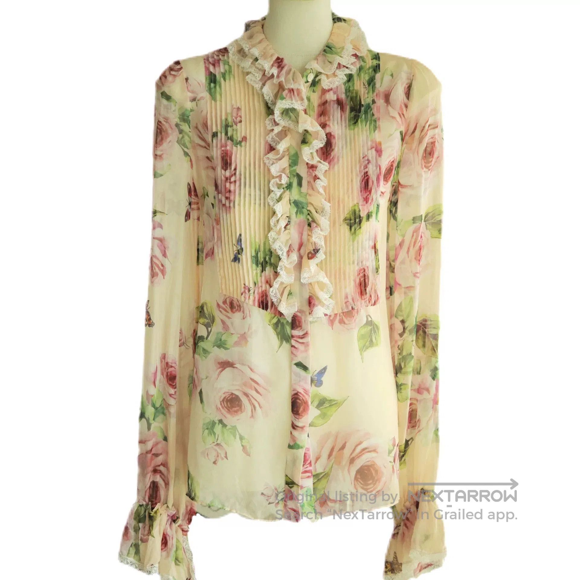 DGK Italian Silk Floral Blouse. Size M / US 6-8 / IT 42-44 - 1 Thumbnail