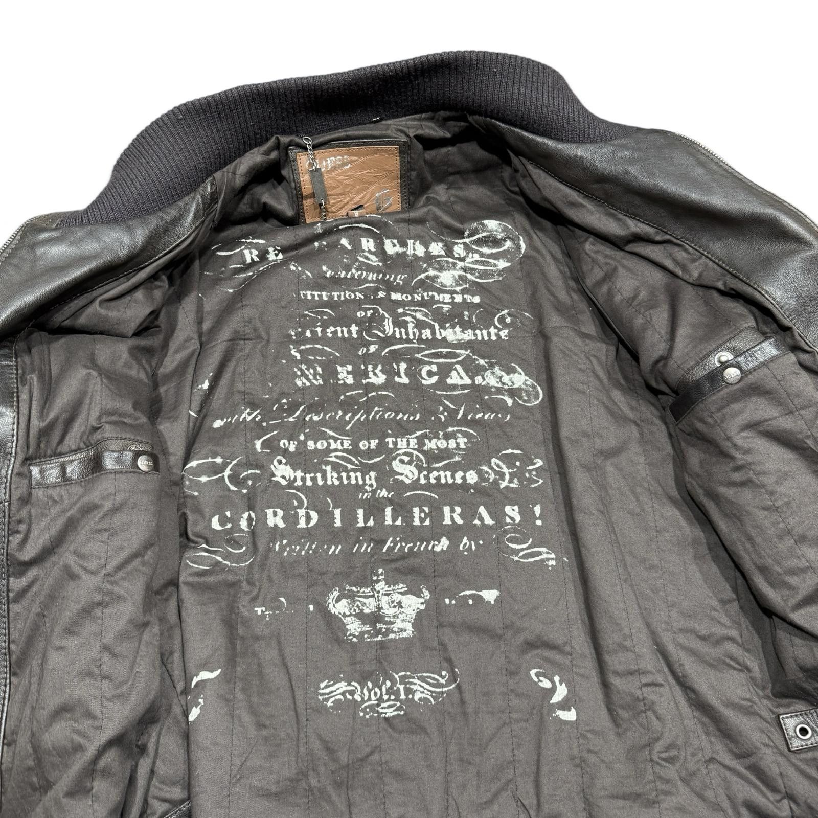 Guess GUESS Men's Brown Leather Bomber Jacket Size US XL / EU 56 / 4 - 6 Thumbnail