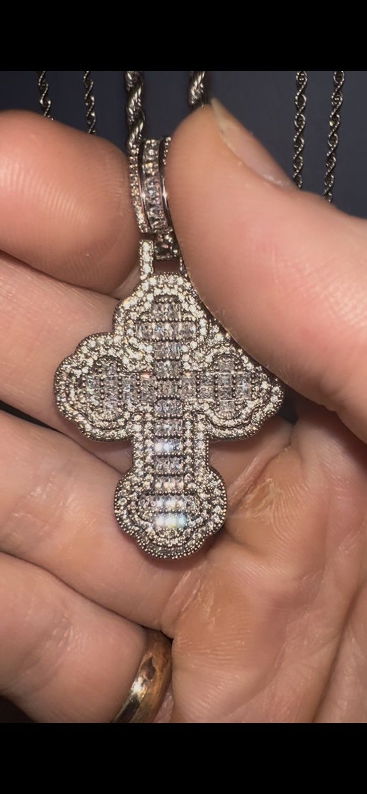 Other Iced Out Cross Pendant Necklace- Diamond Hip-Hop Chain Size ONE SIZE - 3 Thumbnail