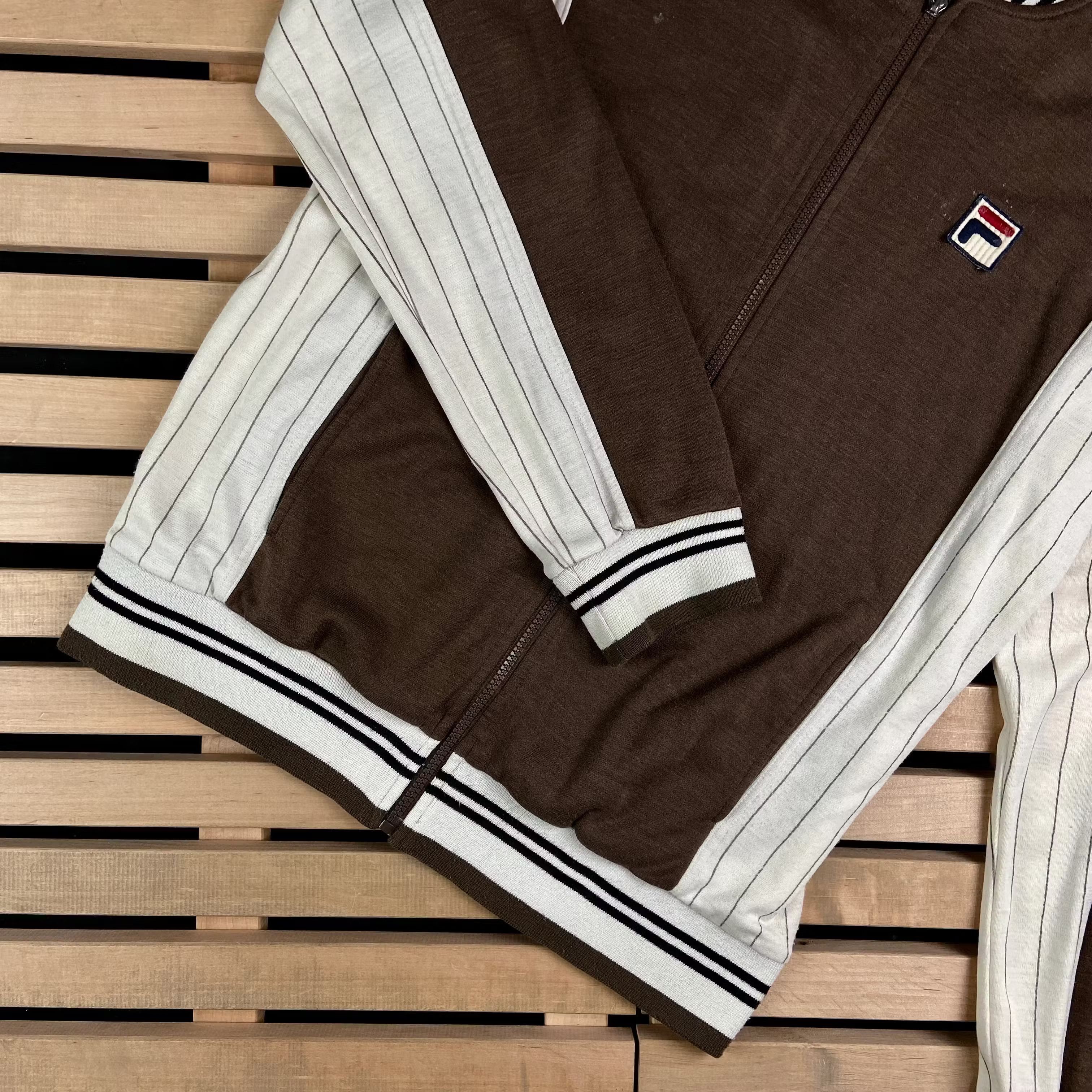 Fila × Vintage Mens Sweater Fila Bomber Vintage Size XL Full Zip Brown Size US XL / EU 56 / 4 - 3 Thumbnail