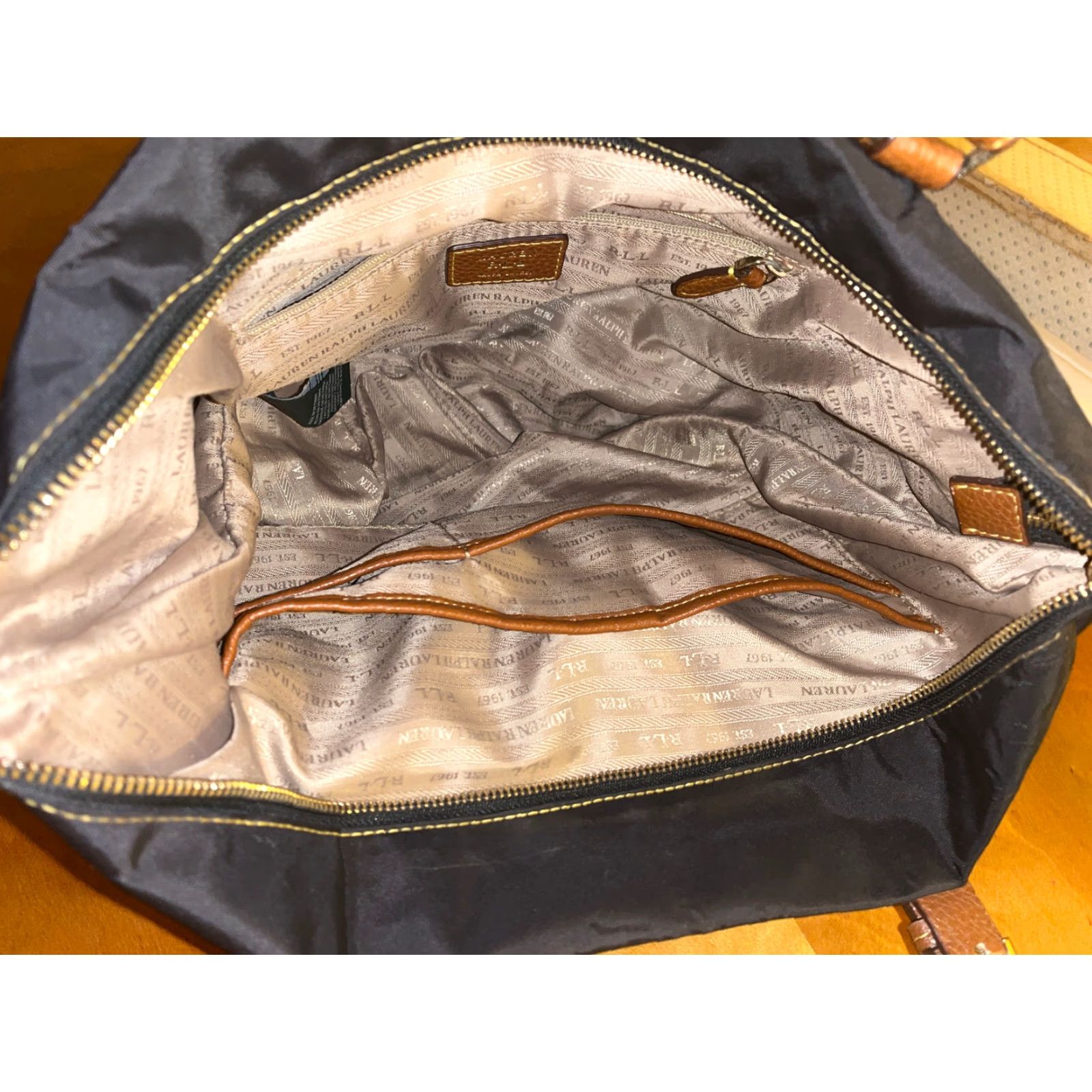 Ralph Lauren VINTAGE Ralph Lauren Tote Bag Women Medium Black Nylon Shoulder Strap 90s Fashion Size ONE SIZE - 6 Thumbnail