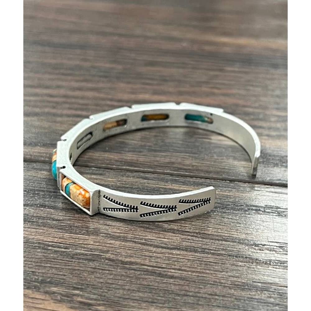 Other Bar Gemstone Cuff Bracelet in Antique Silver Style, Southwes Size ONE SIZE - 7 Thumbnail