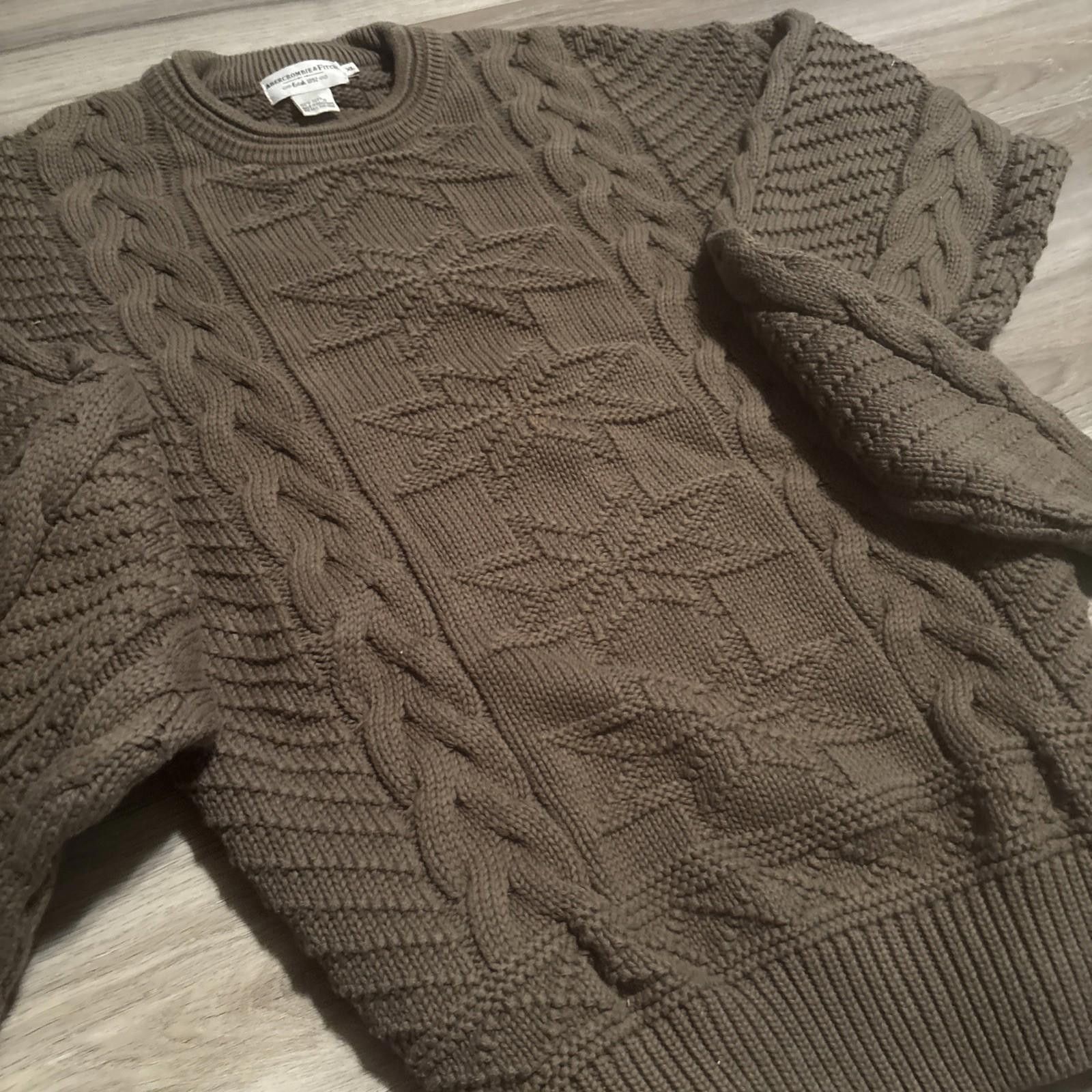 Abercrombie & Fitch Abercrombie & Fitch Brown Chunky Cableknit Sweater Men's XL Size US XL / EU 56 / 4 - 2 Thumbnail
