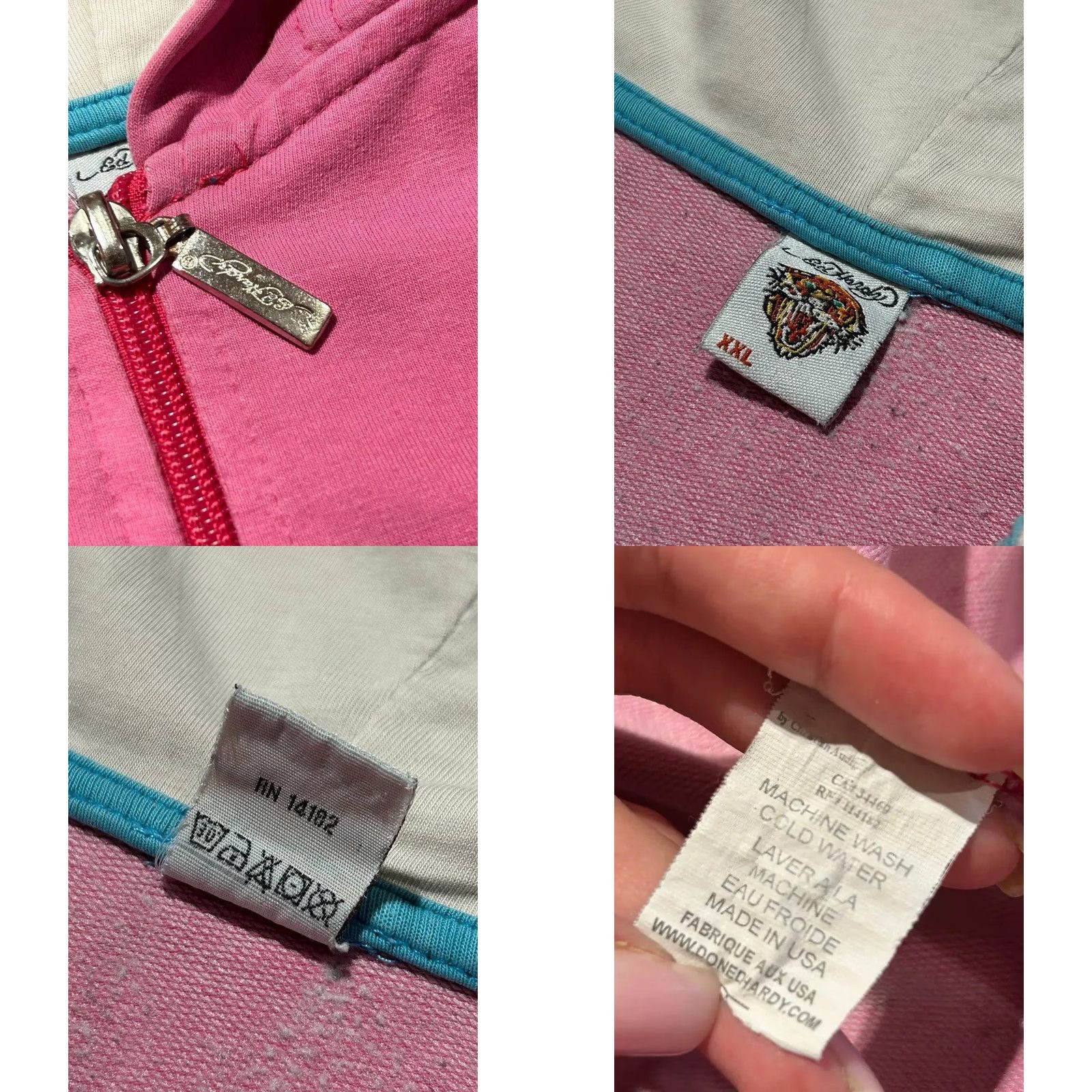 Ed Hardy VINTAGE Ed Hardy Hoodie Y2K Zip Up Women M Pink Size M / US 6-8 / IT 42-44 - 8 Thumbnail