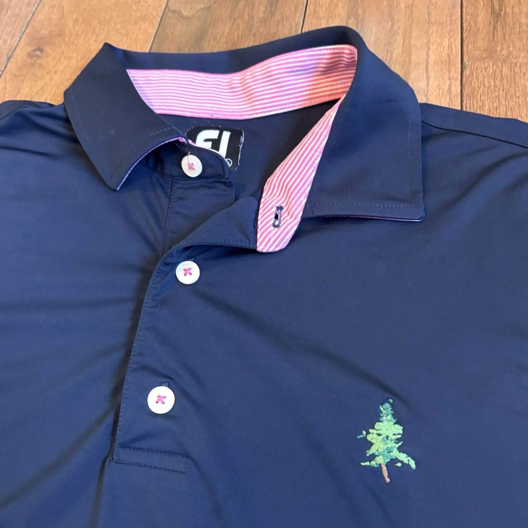 Footjoy Mens Footjoy Golf Polo Shirt Grandfather Mountain Golf Club Blue Pink XL Size US XL / EU 56 / 4 - 3 Thumbnail