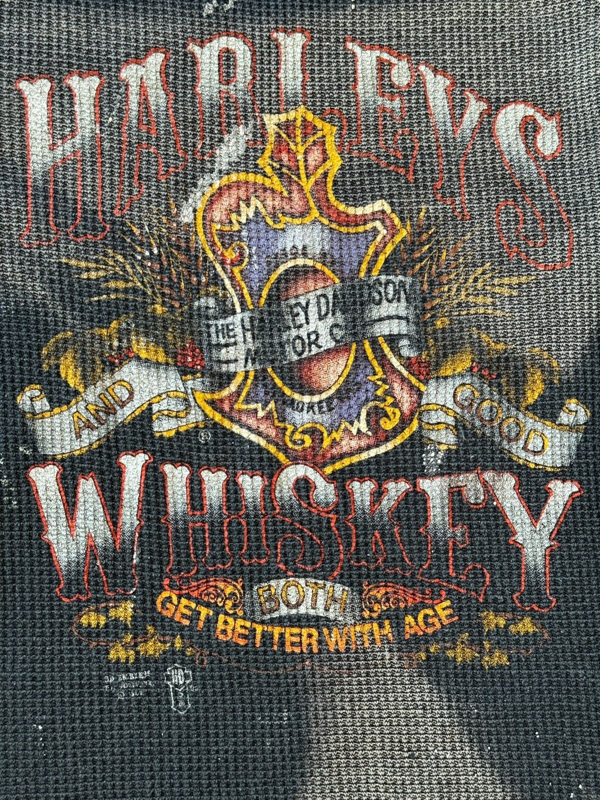 Harley Davidson *RARE* HARLEY DAVIDSON 1980s VINTAGE 3D EMBLEM THERMAL Size US M / EU 48-50 / 2 - 8 Thumbnail