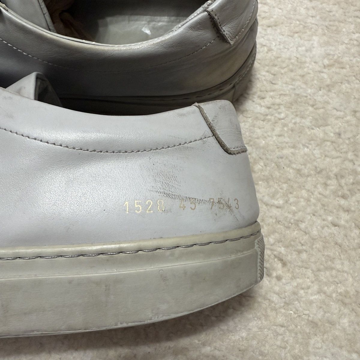 Common Projects Common Projects 1528 Achilles Low Top Grey Leather Sneakers Size US 12 / EU 45 - 2 Thumbnail