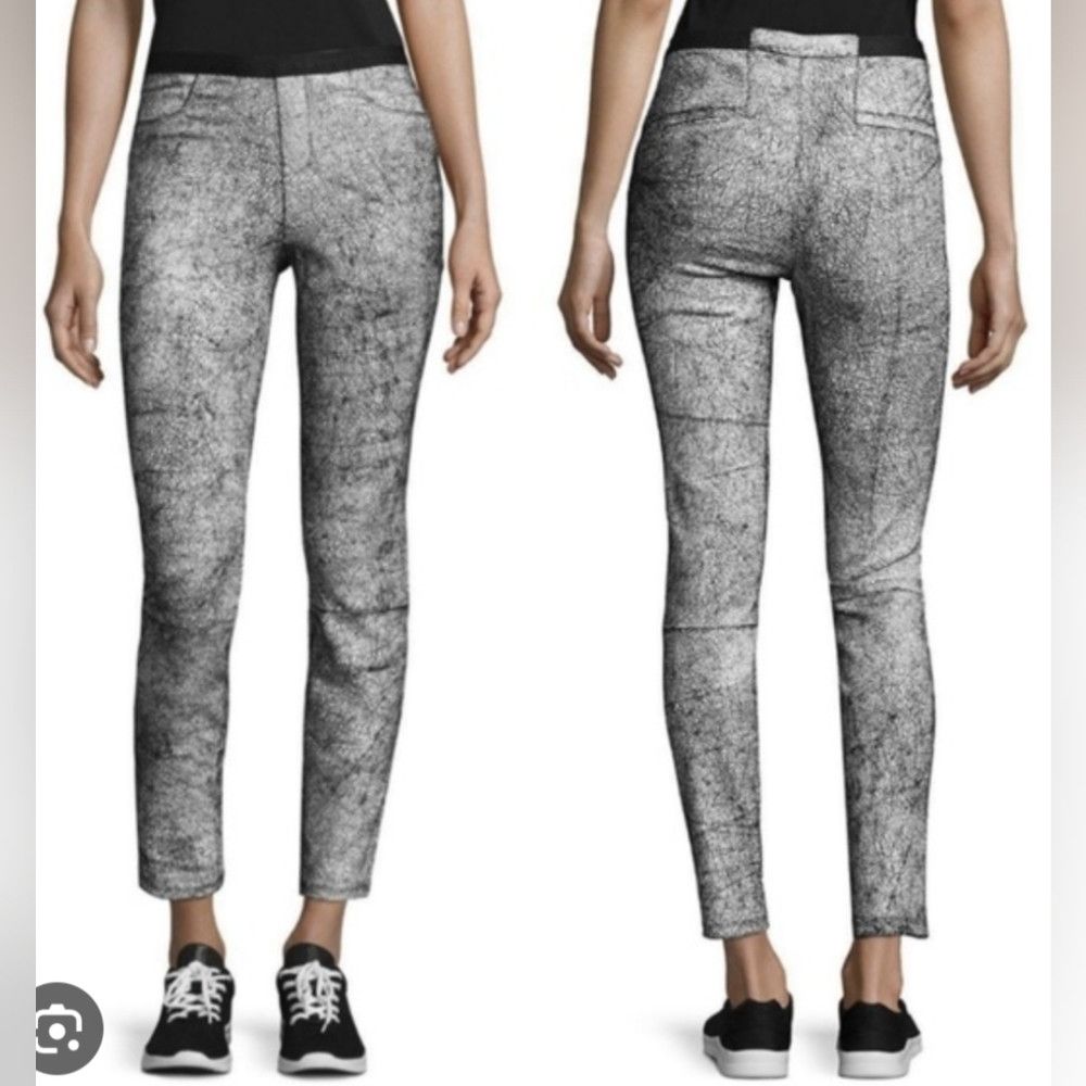 Helmut Lang Helmut lang cracked paint lamb leather pull on pants size 0 Size 25" / US 0 / IT 36 - 1 Thumbnail