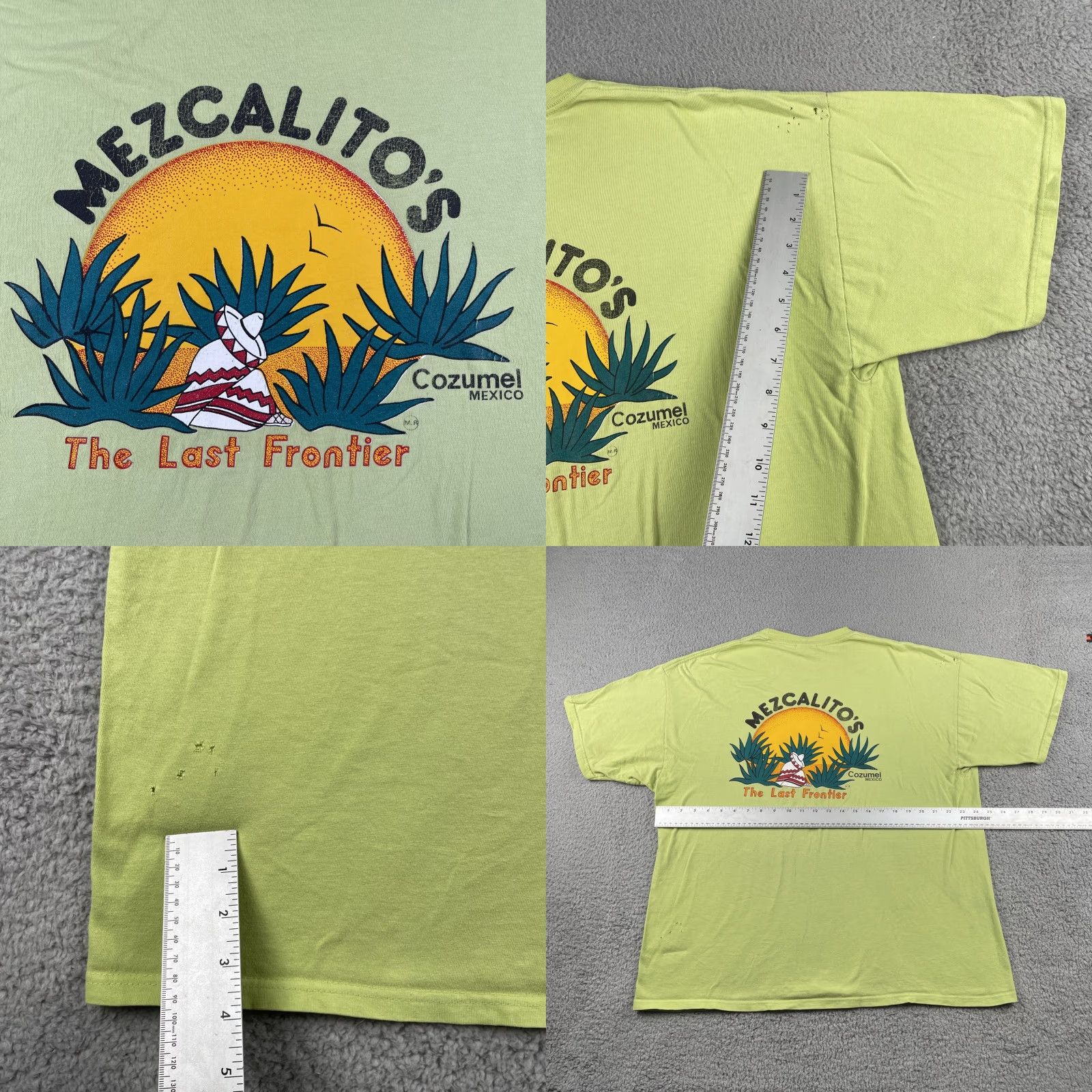 Vintage Vtg M&O Knits XXL Mezcalito’s The Last Frontier Cozumel Mexico Shirt Lime Green Men T-Shirt Crew Neck Cotton Knit Short Sleeve Size US XXL / EU 58 / 5 - 9 Thumbnail