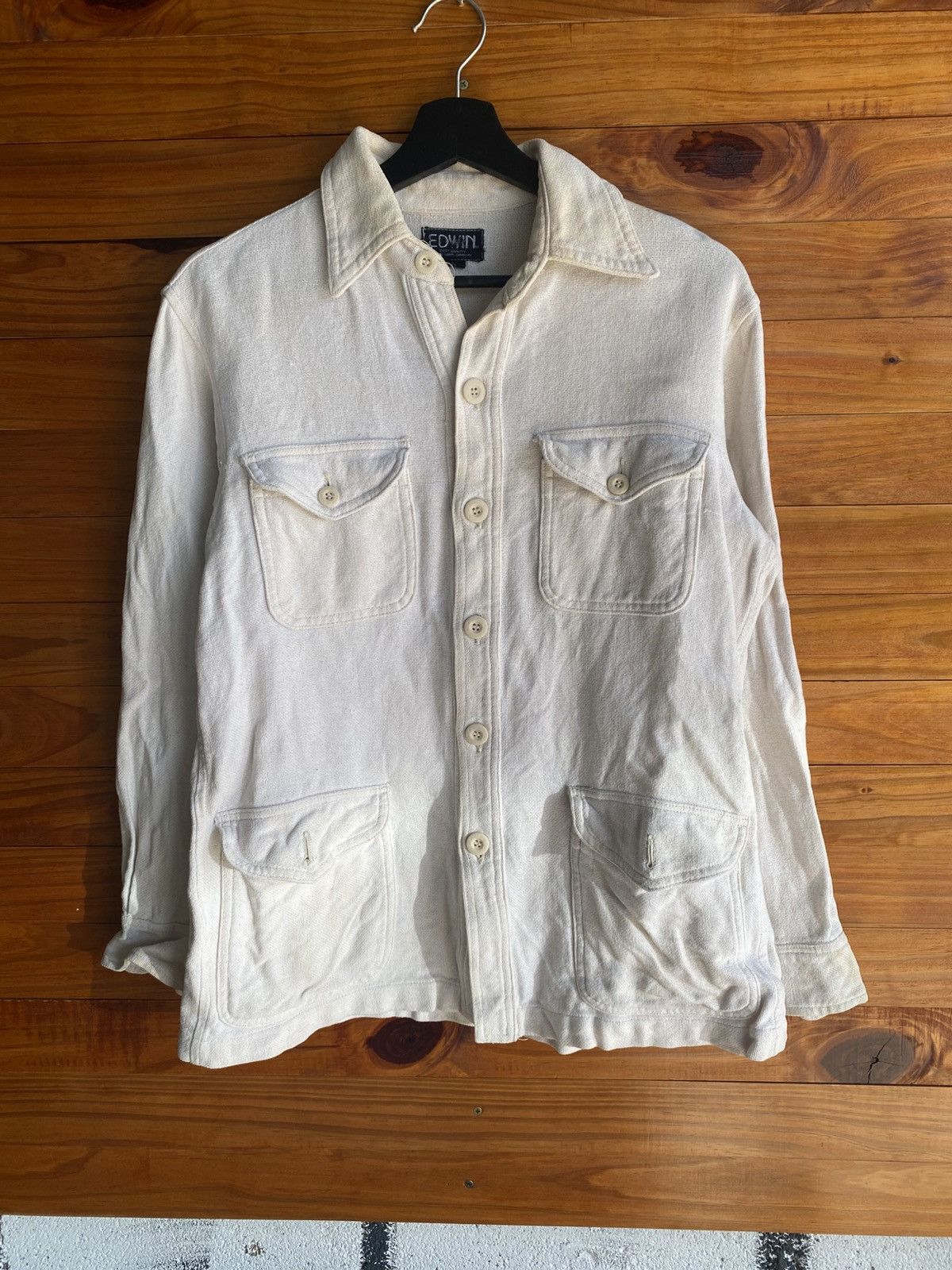Edwin Vintage Edwin Workwear Chore Jacket – Natural Off-White Size US S / EU 44-46 / 1 - 3 Thumbnail