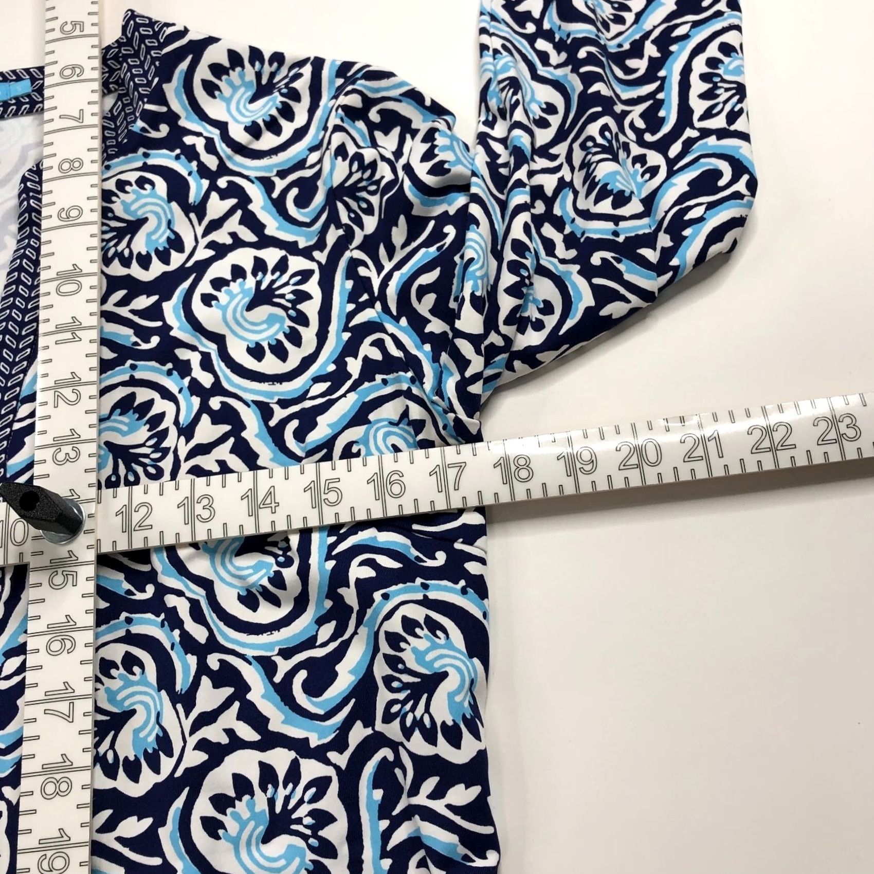 J.McLaughlin J.McLaughlin Shirt Blouse Beach Bohemian V-Neck Long Sleeve Pullover Top All Over Print Blue Womens S Size S / US 4 / IT 40 - 6 Thumbnail