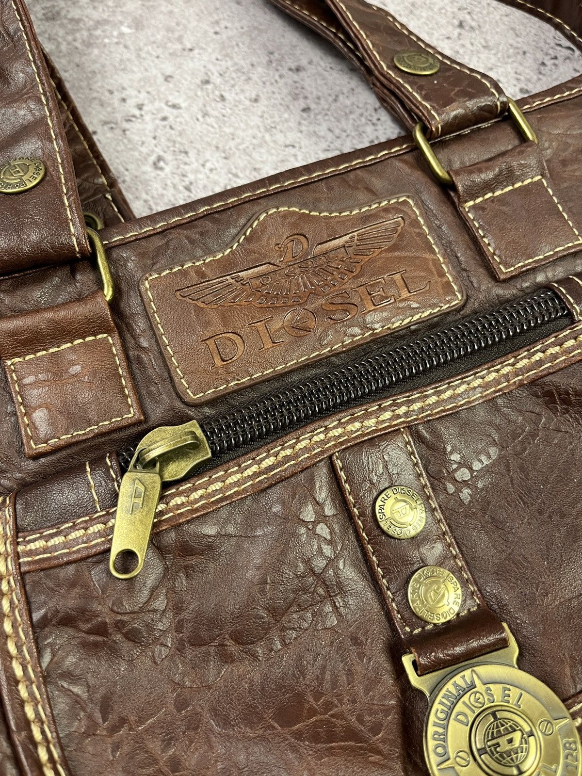 Diesel Diesel Faux Leather Shoulder Bag Multi Pocket Vintage Y2K Size ONE SIZE - 5 Thumbnail