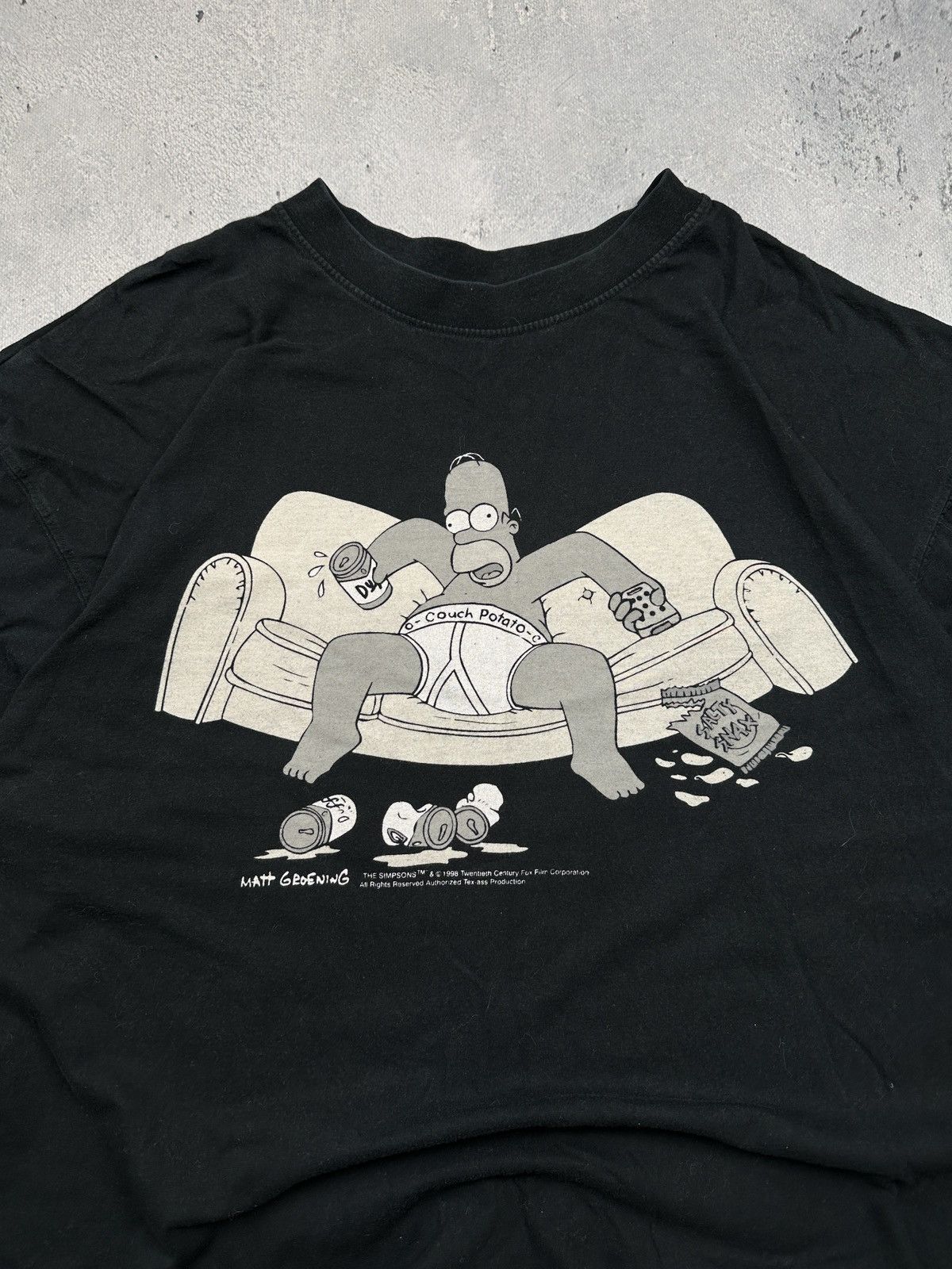 The Simpsons Vintage 1998 The Simpsons Homer Couch Potato Graphic T-Shirt Size US XXL / EU 58 / 5 - 2 Thumbnail