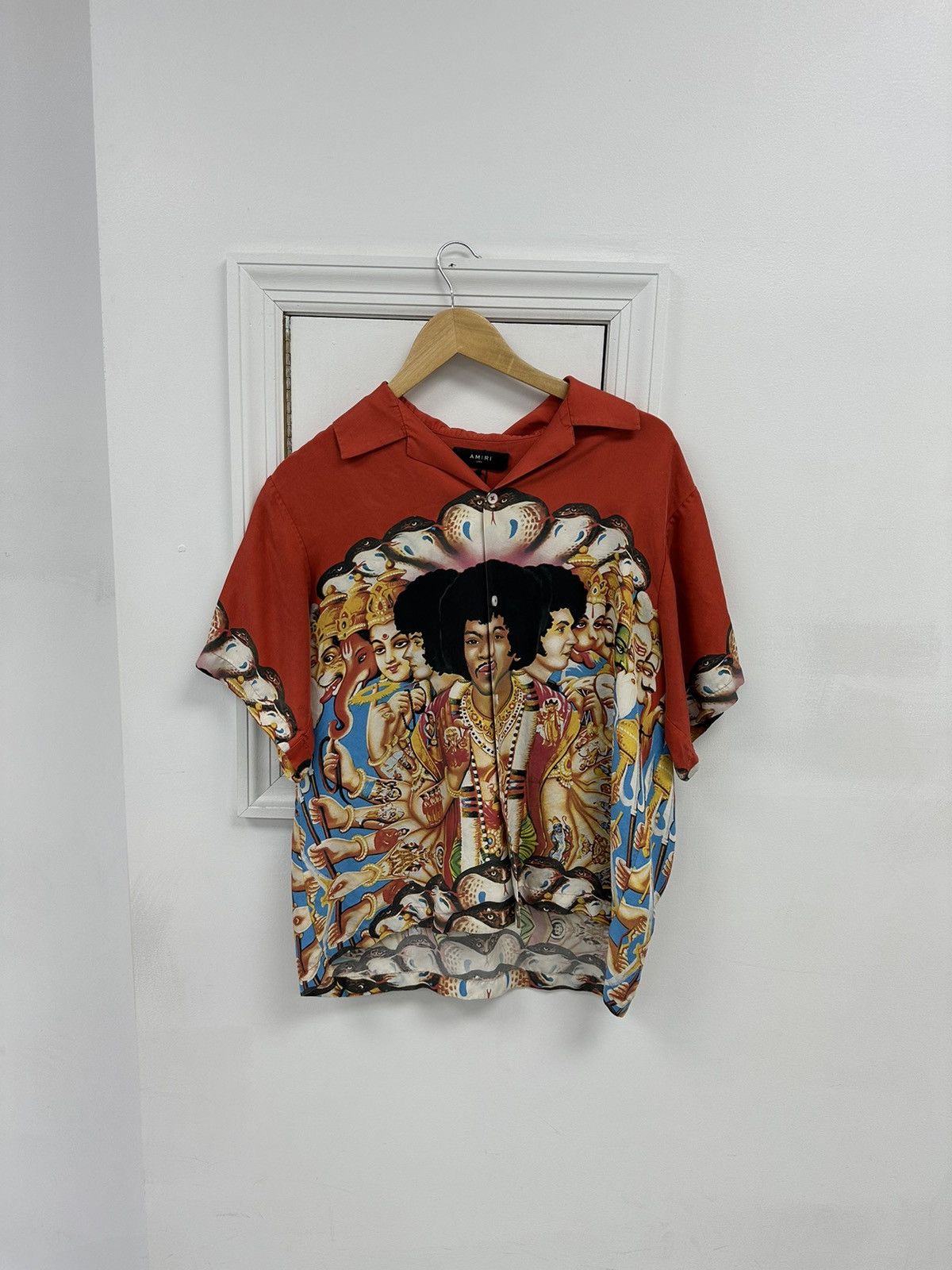 image of Amiri Jimi Hendrix Button Up in Red, Men's (Size Large)