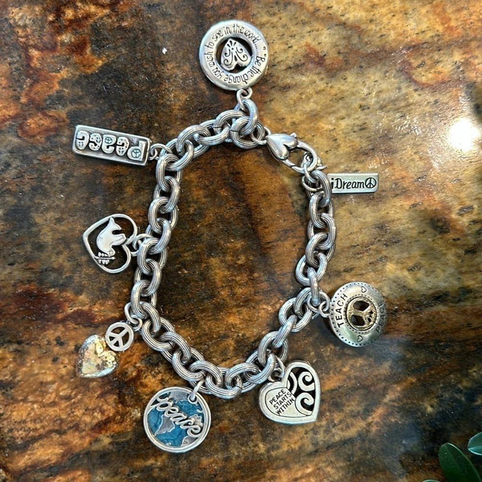 Designer Brighton Retired Charming Silver Bracelet Earth Size ONE SIZE - 2 Thumbnail