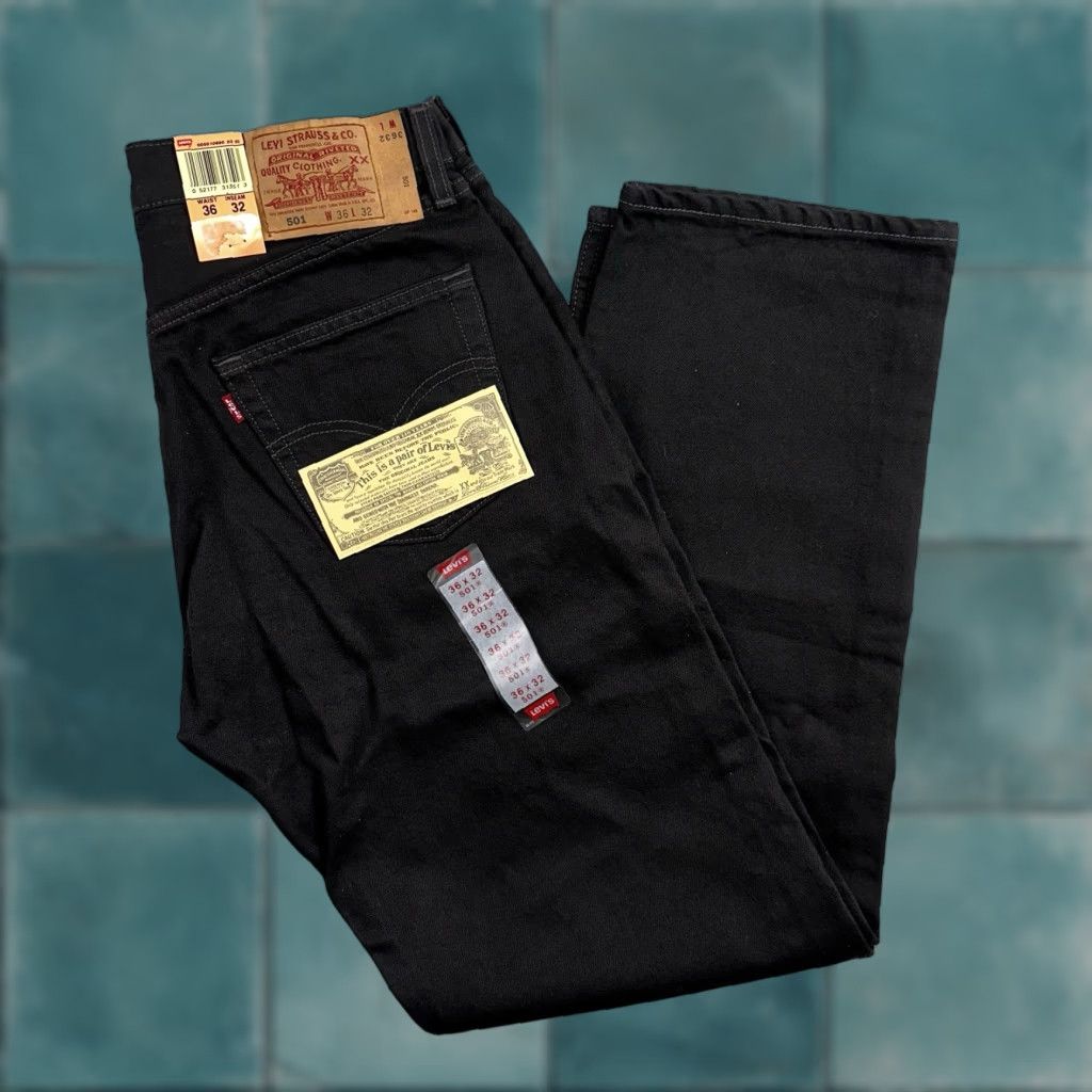 Vintage Levi's 501 Jeans Straight Leg Dark Wash Black 36x32 Men's