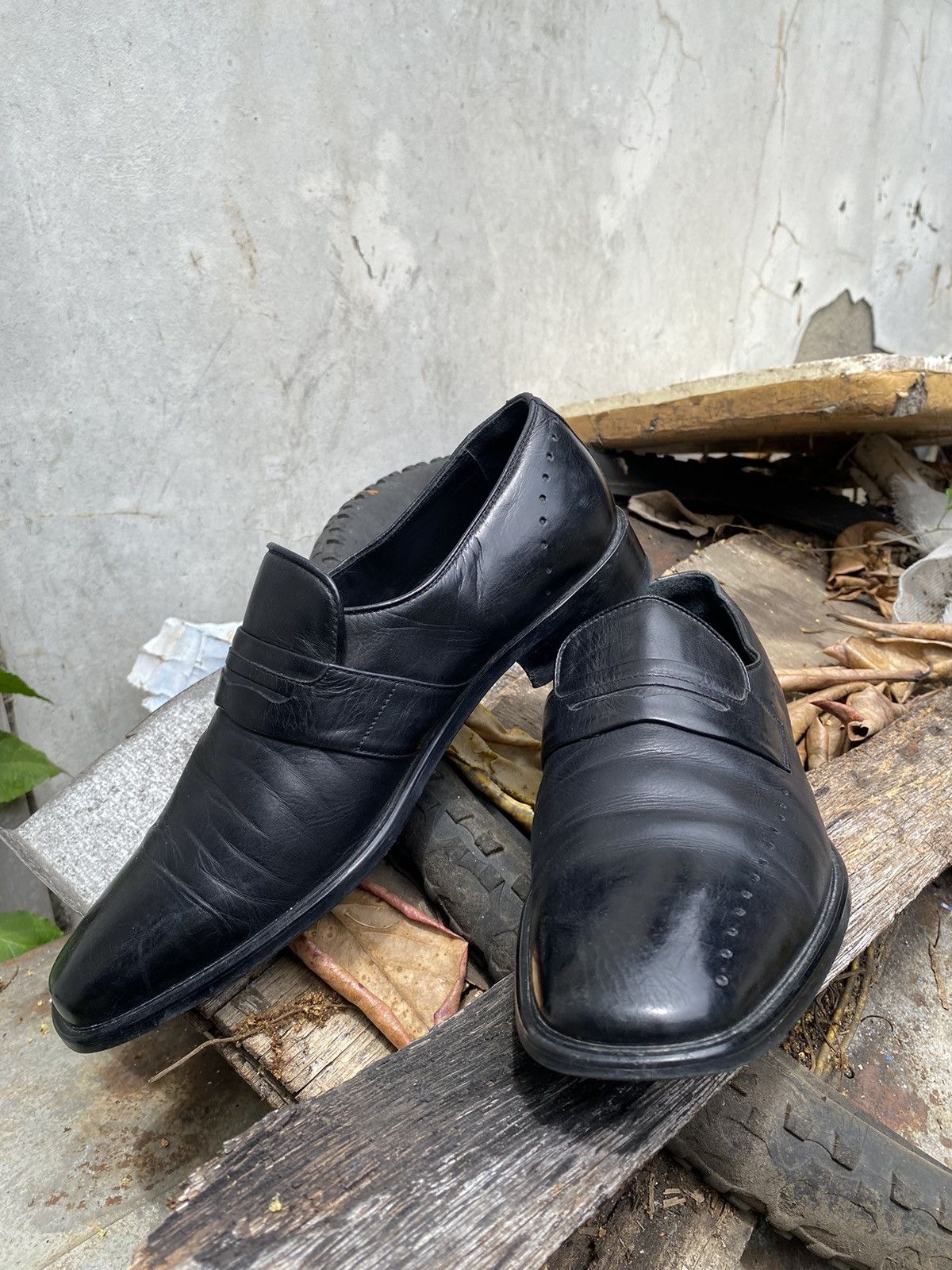 Balenciaga Vintage Balenciaga BB Logo Leather Loafers Black Dress Shoes Size US 8 / EU 41 - 3 Thumbnail