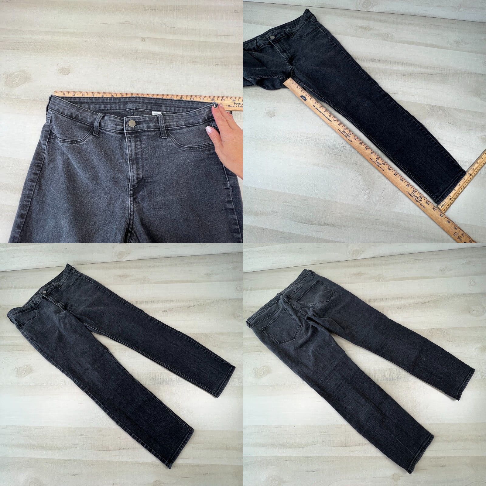H&M H&M Womens Skinny Jeans 33 Faded Black Denim Mid Rise Stretch Ankle Size 24" / US 00 / IT 34 - 8 Thumbnail