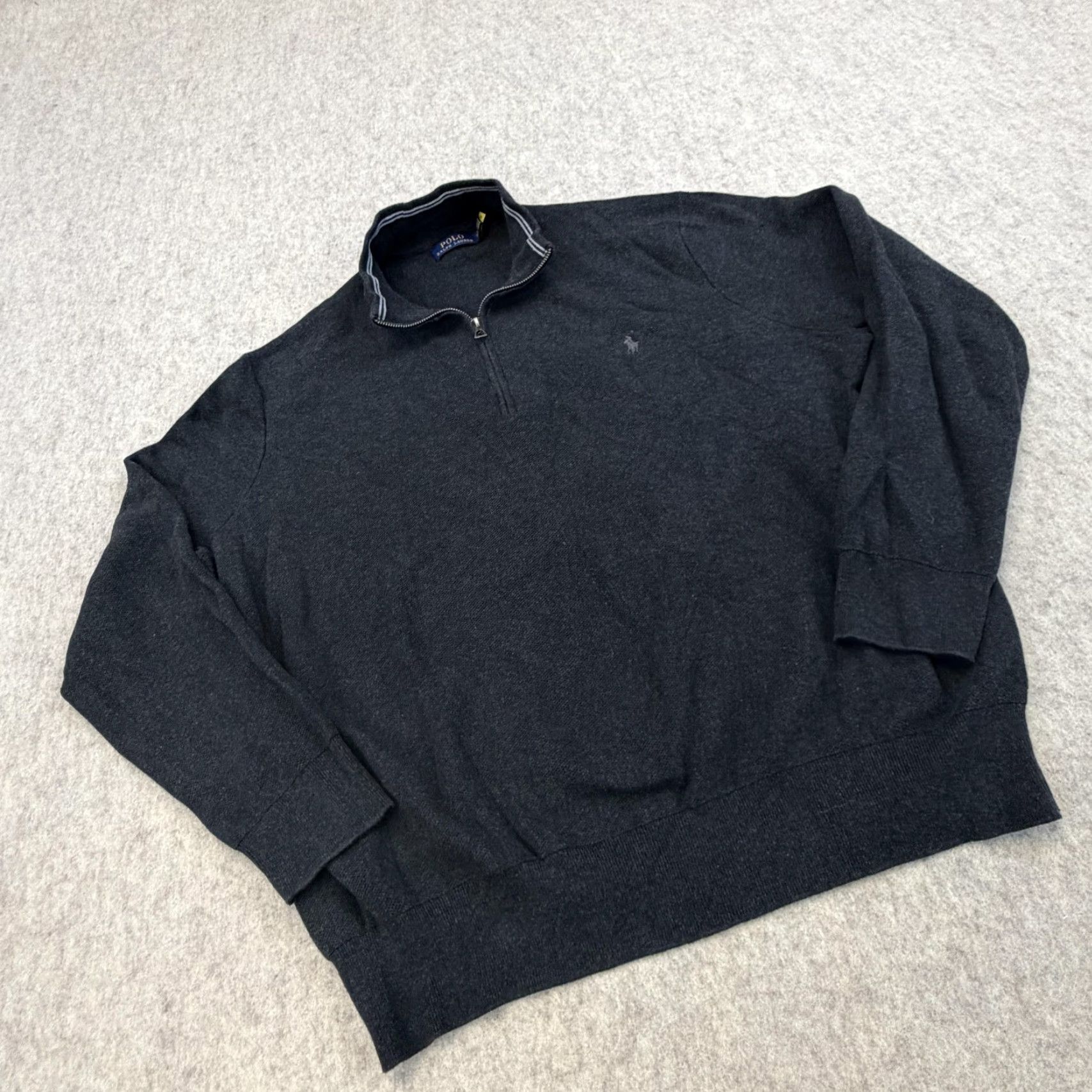 Polo Ralph Lauren Polo Ralph Lauren Sweater Mens 3XB Gray Quarter Zip Mock Neck Knit Big Pony Shirt Big & Tall Mens Gray 3X Size US XXL / EU 58 / 5 - 2 Thumbnail