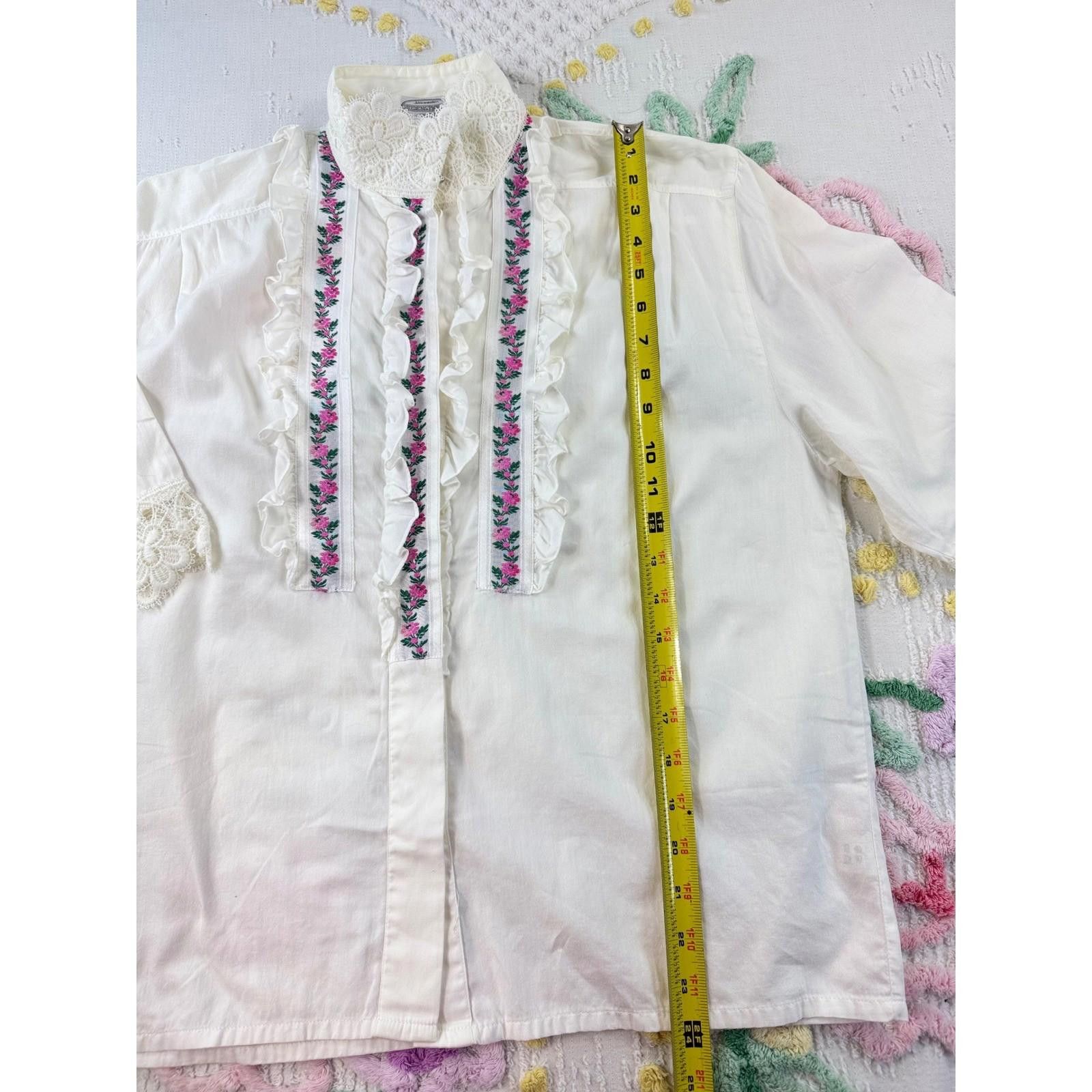 Other Seidensticker vtg Women White Lace Trim Embroidered 38 Size L / US 10 / IT 46 - 6 Thumbnail