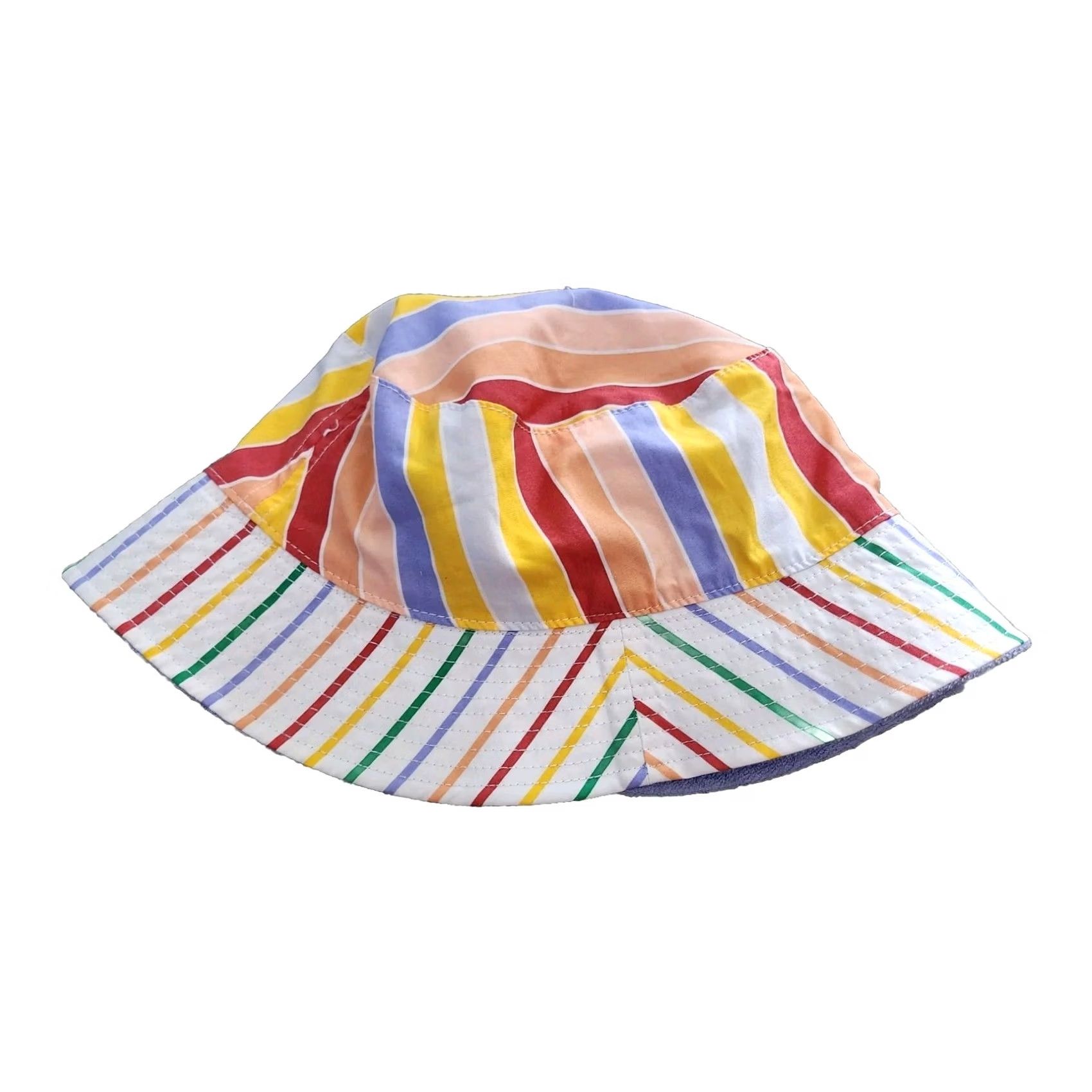 Nike Nike Bucket Hat Womens L Reversible Terry Beach Sun Purple Striped Size ONE SIZE - 4 Thumbnail