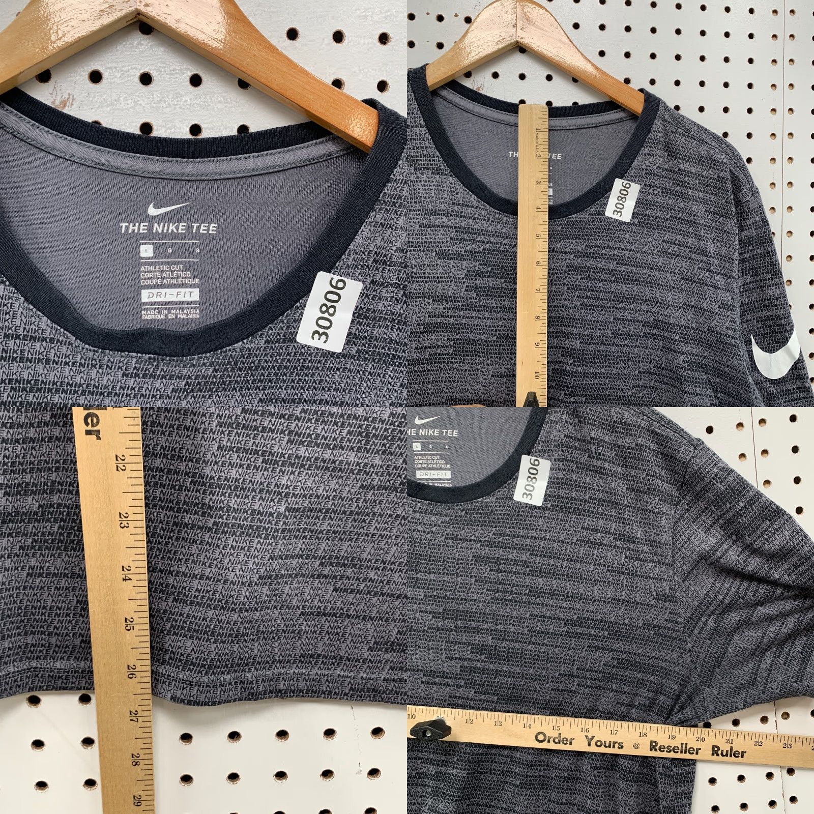 Nike Nike Dri-Fit Active Shirt Men L Gray 20X26.5 Black AOP Spellout Athletic Shirt Mens Size US L / EU 52-54 / 3 - 8 Thumbnail