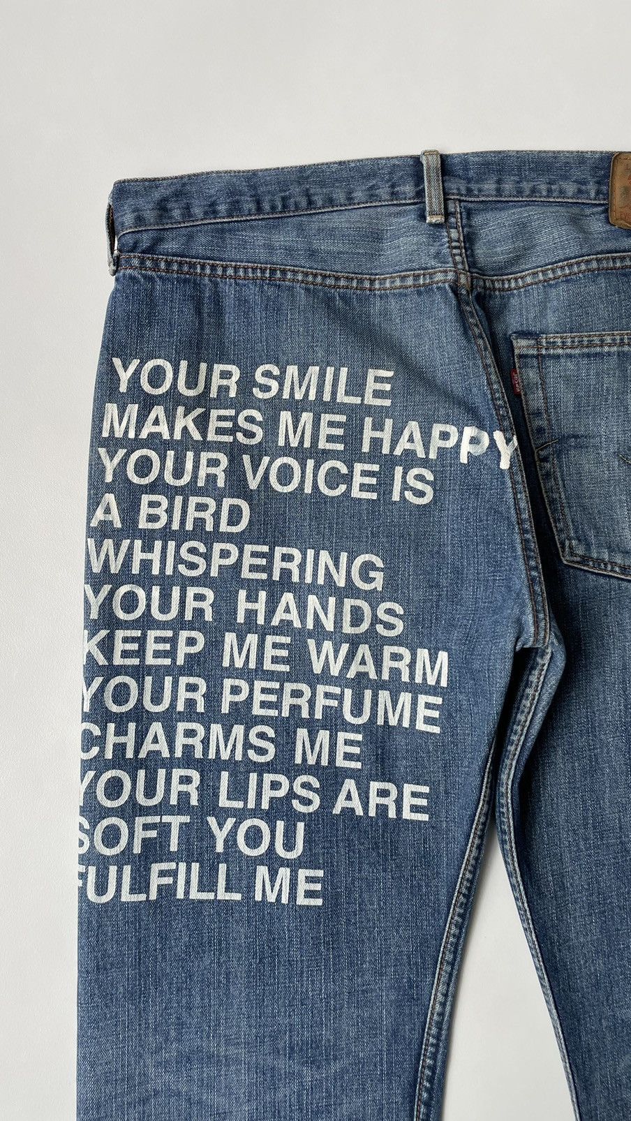 Comme des Garcons A/W 01 ‘Poem’ Print Denim Jeans Size US 34 / EU 50 - 15 Thumbnail