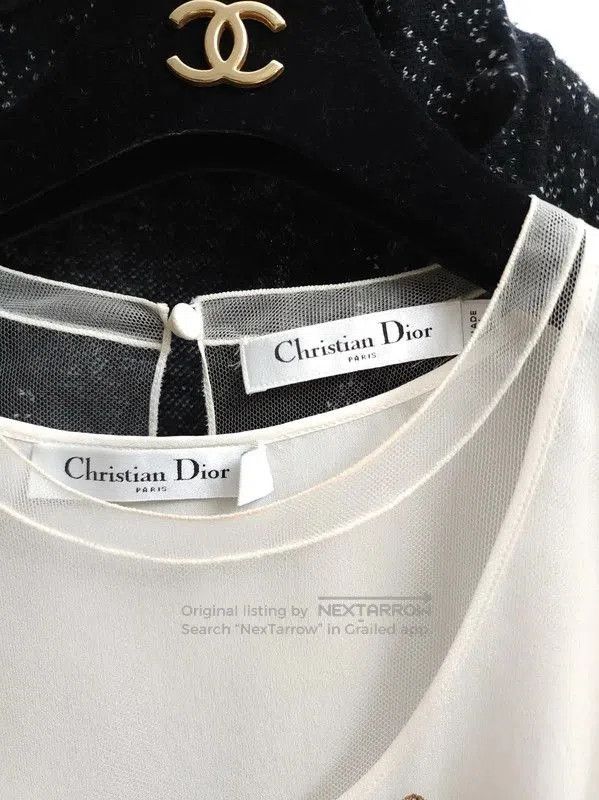 Dior Dior Women's Short Sleeve Silk T. Size S / US 4 / IT 40 - 3 Thumbnail