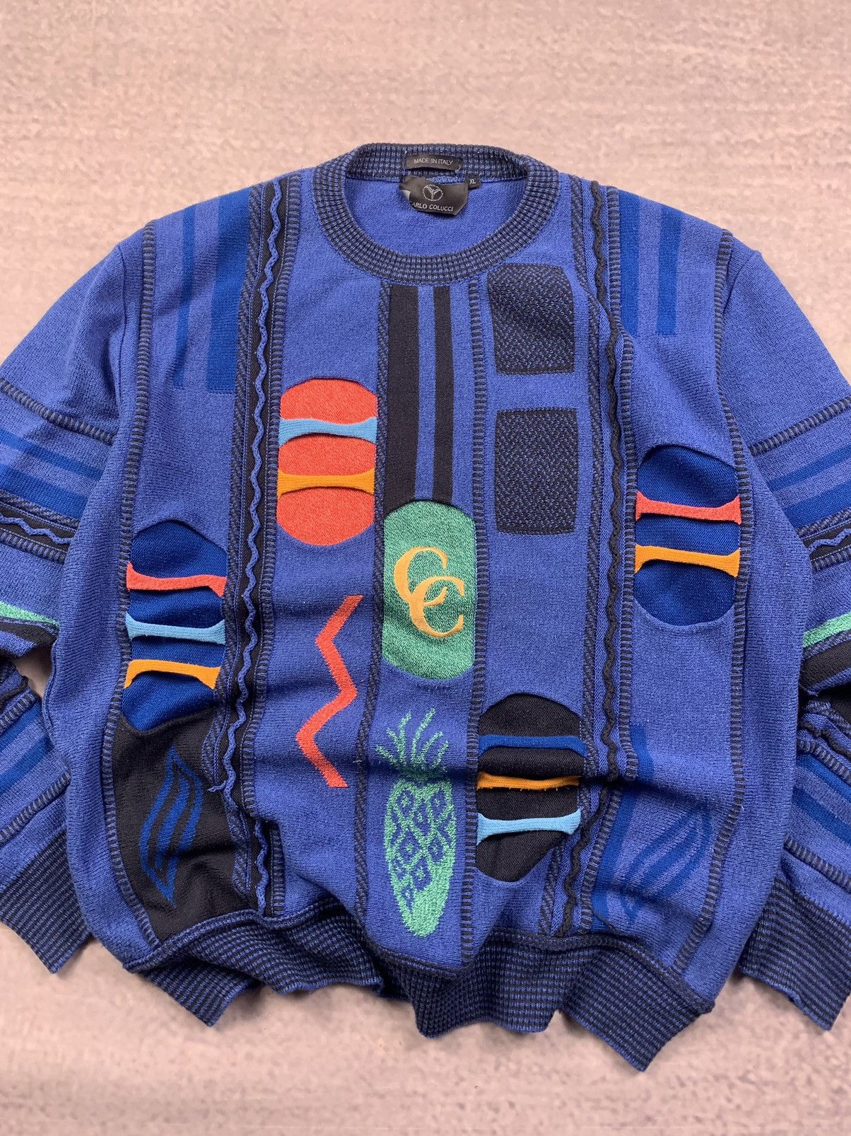 Carlo Colucci Vintage Coogi Style Sweater Carlo Colucci Knit 90s Y2K Cable Size US L / EU 52-54 / 3 - 3 Thumbnail