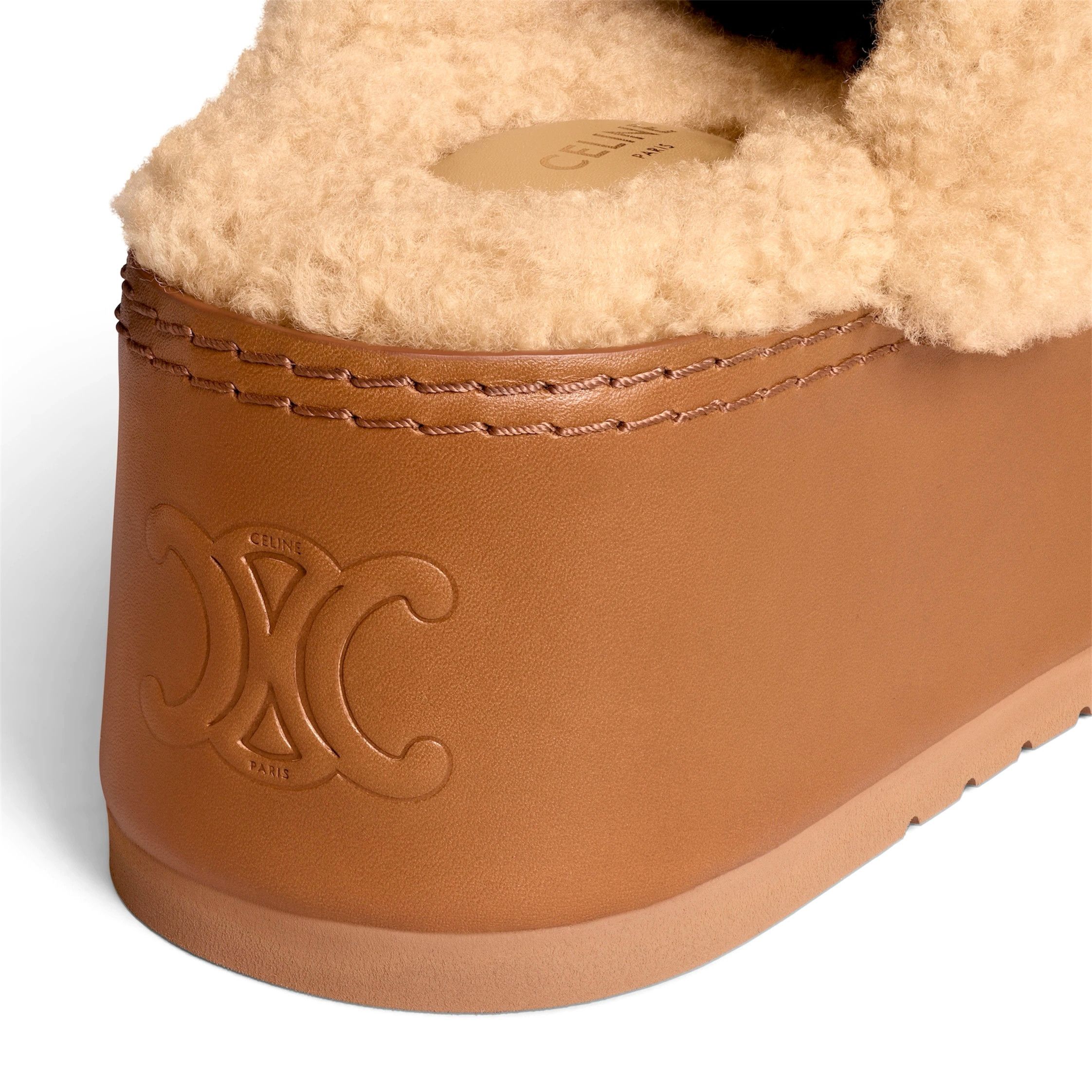 Celine 360084610C.18NC Dana Wedge Mule in Suede Calfskin and Shearl Size US 7 / IT 37 - 5 Thumbnail