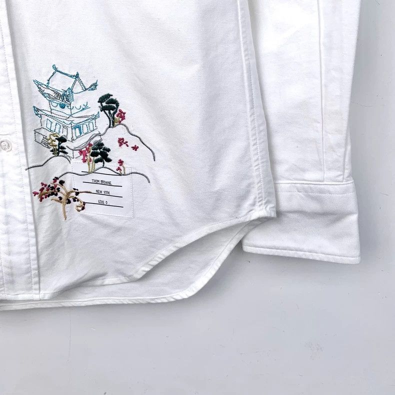 Thom Browne Thom Browne White embroidered cotton lapel single-breasted Size US XS / EU 42 / 0 - 4 Thumbnail