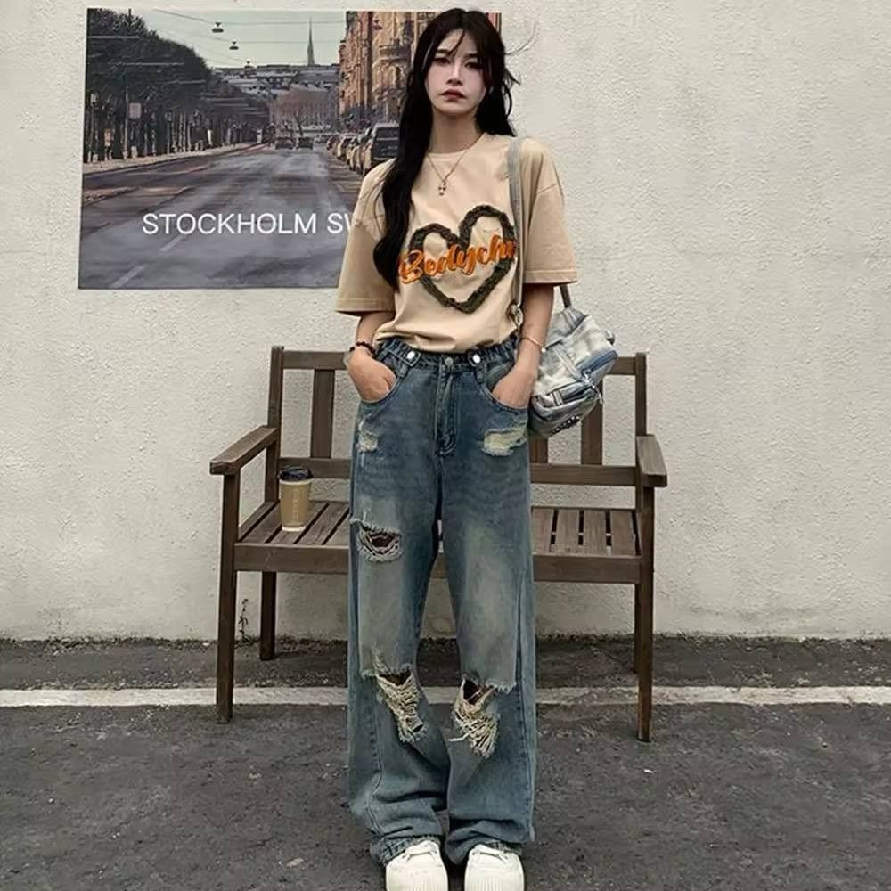 Japanese Brand × Vintage high-waisted jeans with holes in them Size 30" / US 8 / IT 44 - 1 Thumbnail