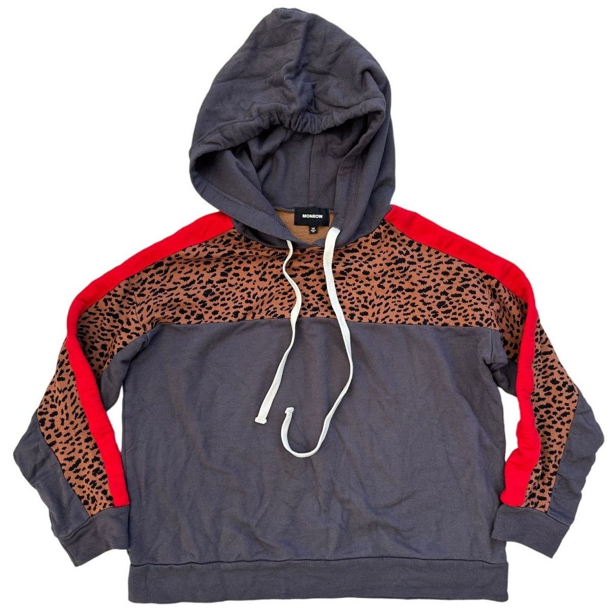 MONROW MONROW Supersoft Fleece Print Block Pullover Hoodie Leopard Size XS / US 0-2 / IT 36-38 - 1 Thumbnail