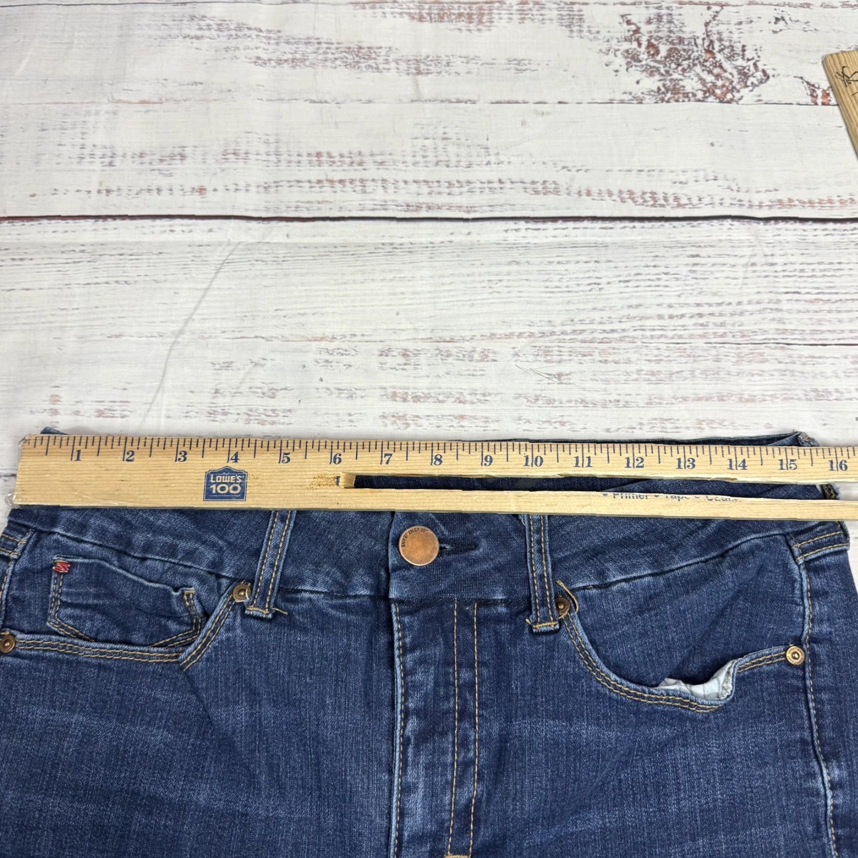 Vintage Seven7 Women's Blue Slim Jeans Ankle High Rise Stretch Cotton Blend Sz 12 Size 34" / US 12 / IT 48 - 2 Thumbnail