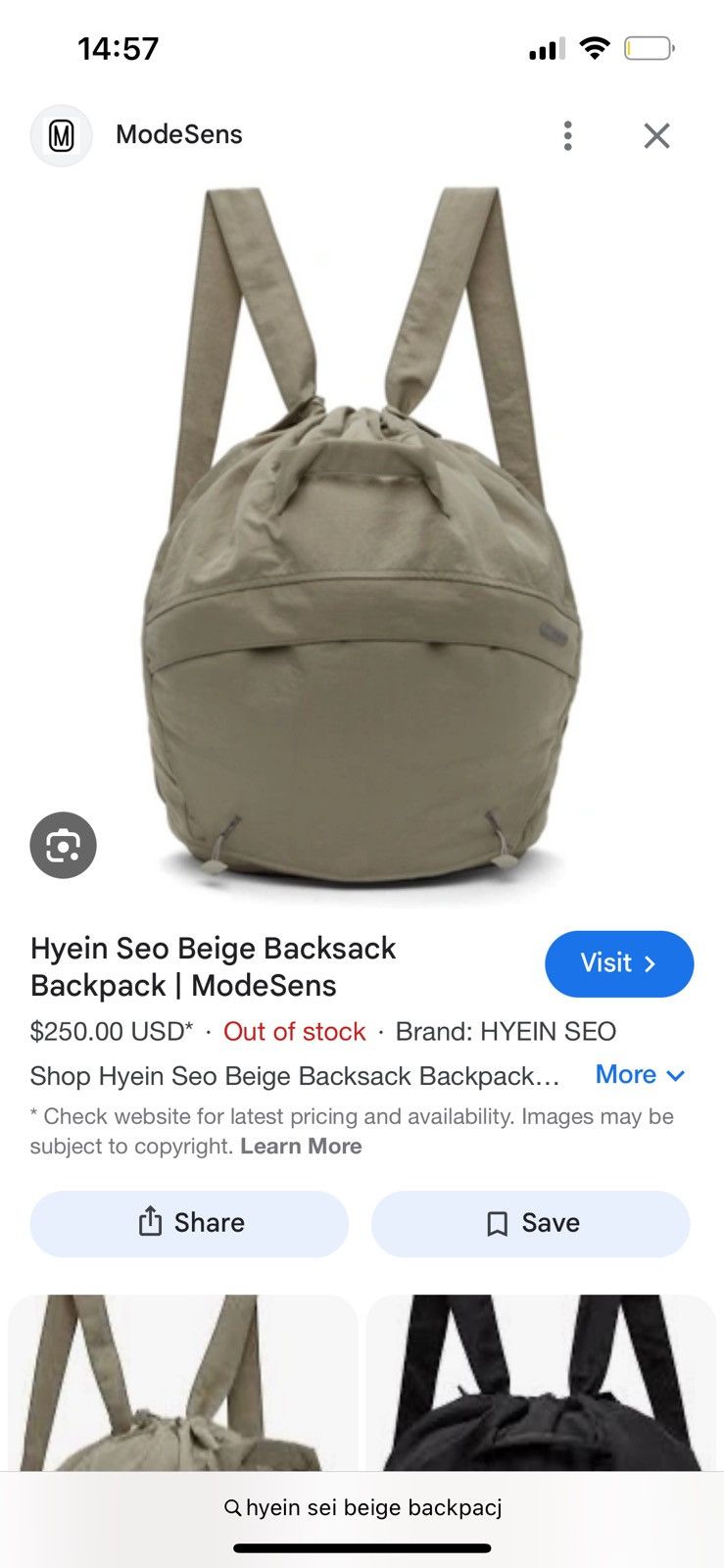 Hyein Seo Hyein Seo Beige Backsack Size ONE SIZE - 7 Thumbnail