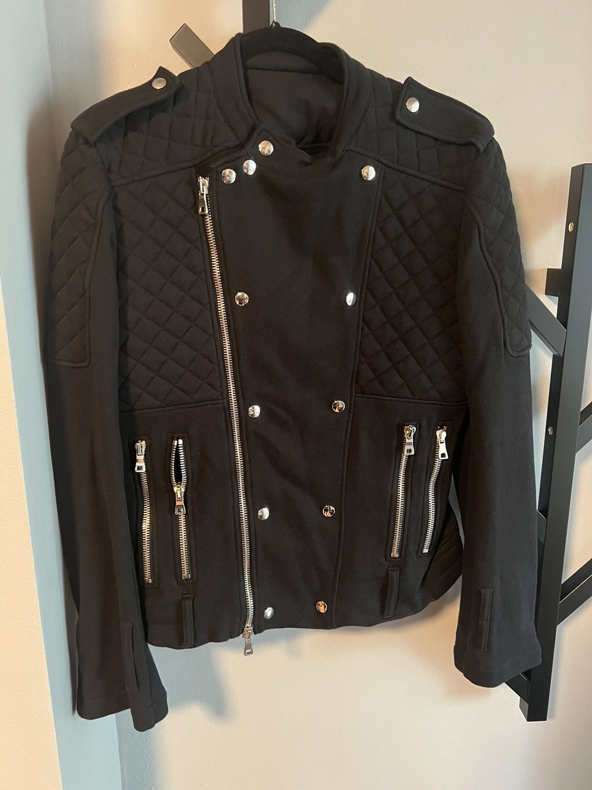 Image of Balmain Moto Biker Jacket in Black, Men's (Size XL)