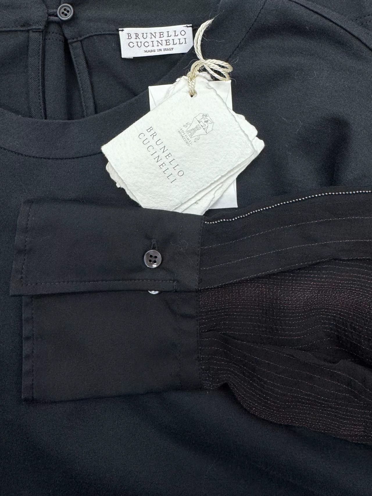 Brunello Cucinelli navy long sleeve T-shirt with detailed sleeves Size US M / EU 48-50 / 2 - 6 Thumbnail