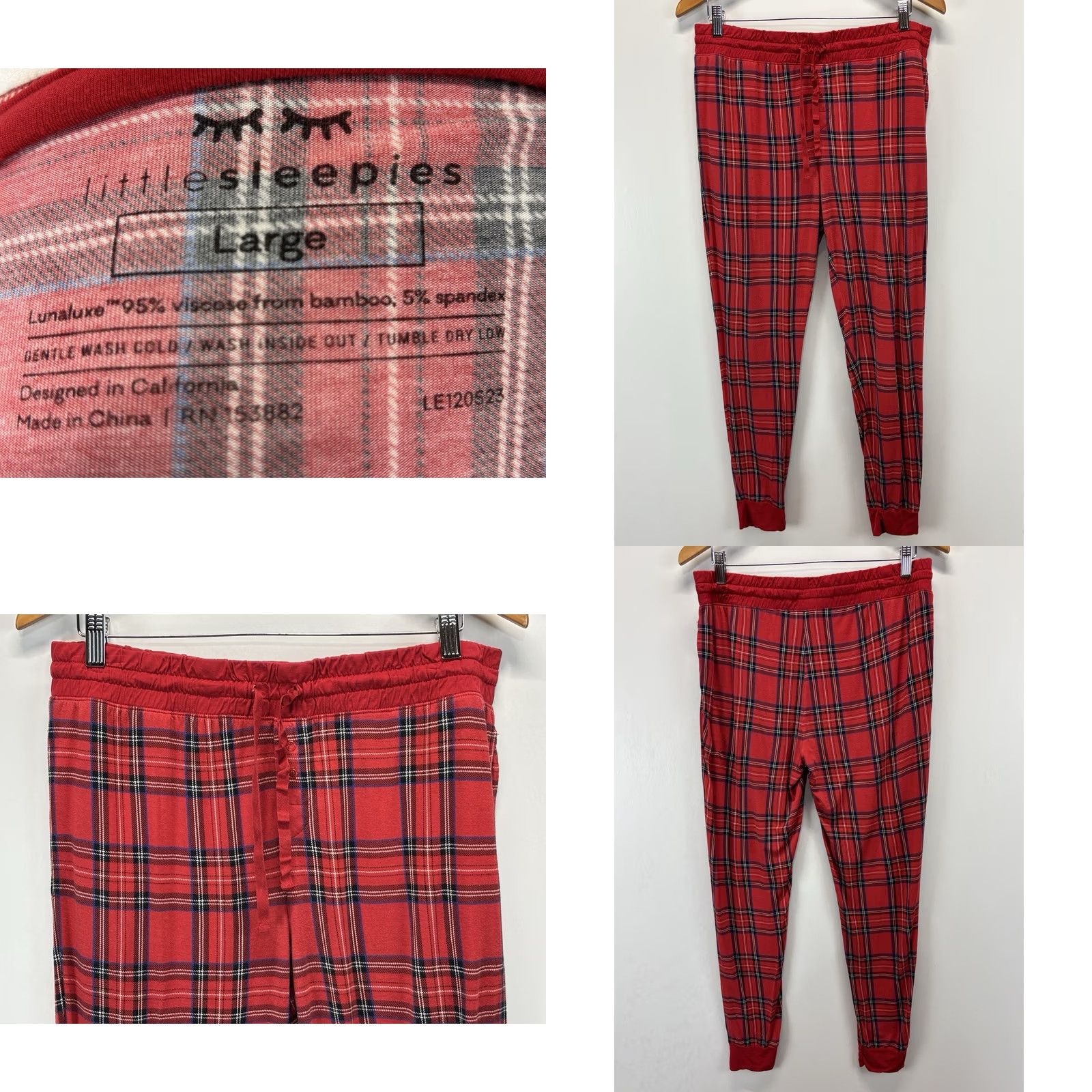 Vintage Little Sleepies Pajama Set Red Plaid Bamboo 2 Pc Women L Long Sleeve Christmas Holiday Comfort Mens? Womens Size ONE SIZE - 8 Thumbnail