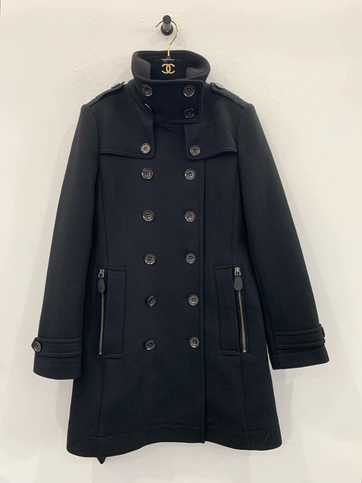 Burberry Burberry Black Wool Trench Coat Women Size US M / EU 48-50 / 2 - 1 Thumbnail