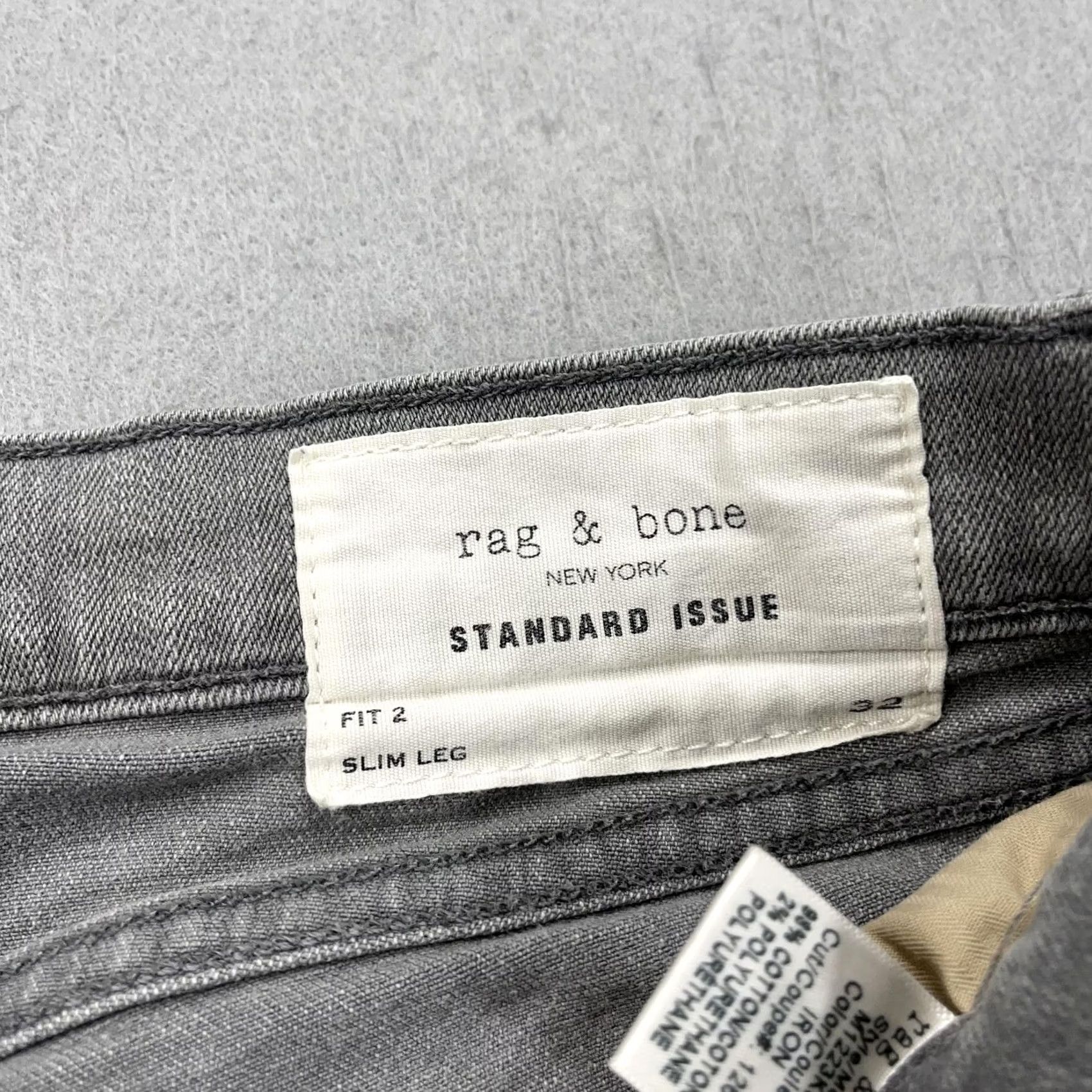 Rag & Bone rag & bone Fit 2 Jeans Mens 32x33 Gray Slim Straight Light Wash Denim Stretch Size US 32 / EU 48 - 4 Thumbnail